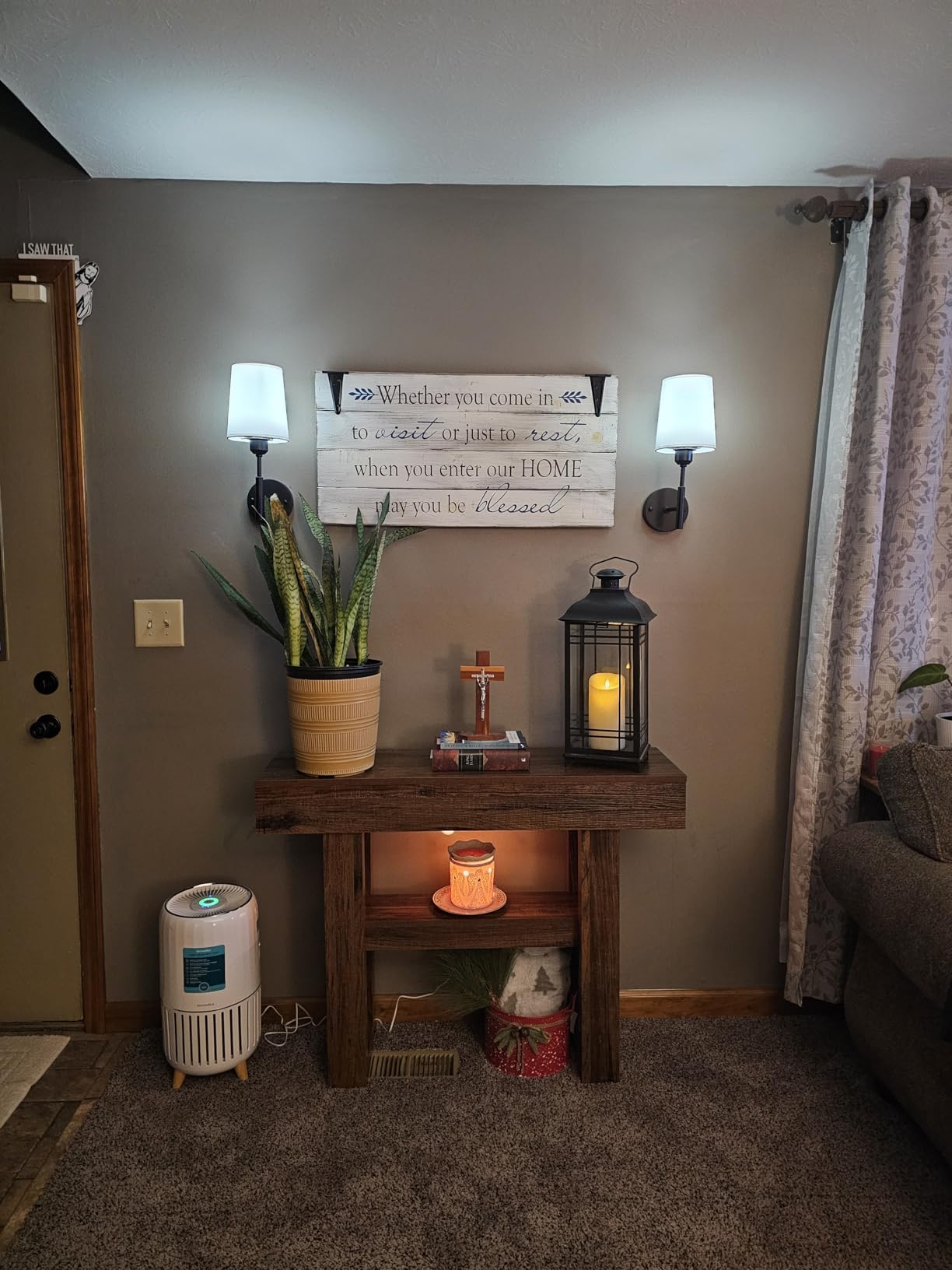 Tribesigns 41.34-Inch Farmhouse Console Table, 2-Tier Narrow Sofa Table Behind The Couch, Entryway Furniture with Storage Shelves for Hallway Foyer Living Room, Rustic Brown customer photo 1