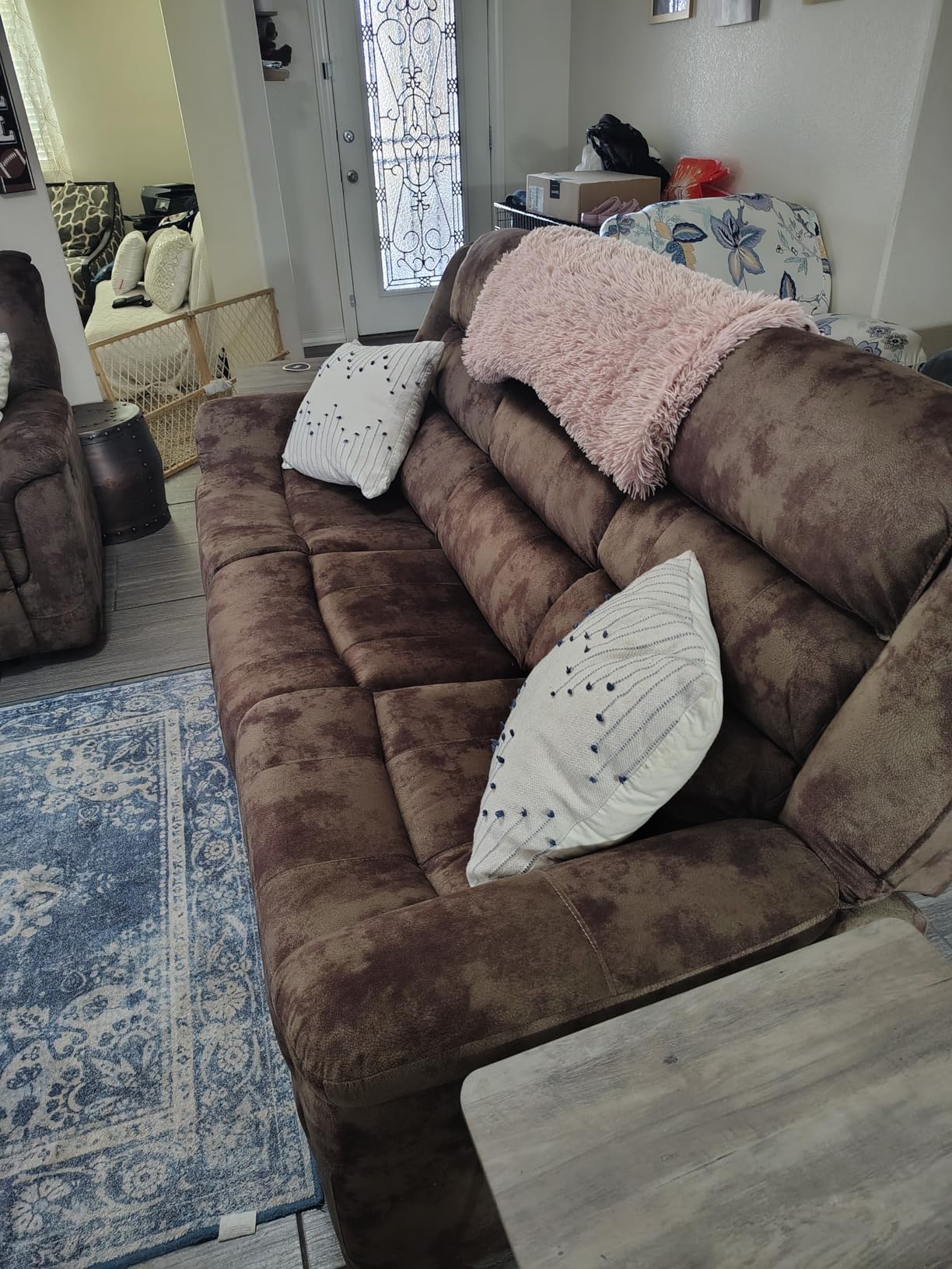 EBELLO Manual Recliner Chair, Soft Fabric Recliner Sofa with Overstuffed Armrest and Backrest for Living Room, Bedroom, Grey customer photo 1