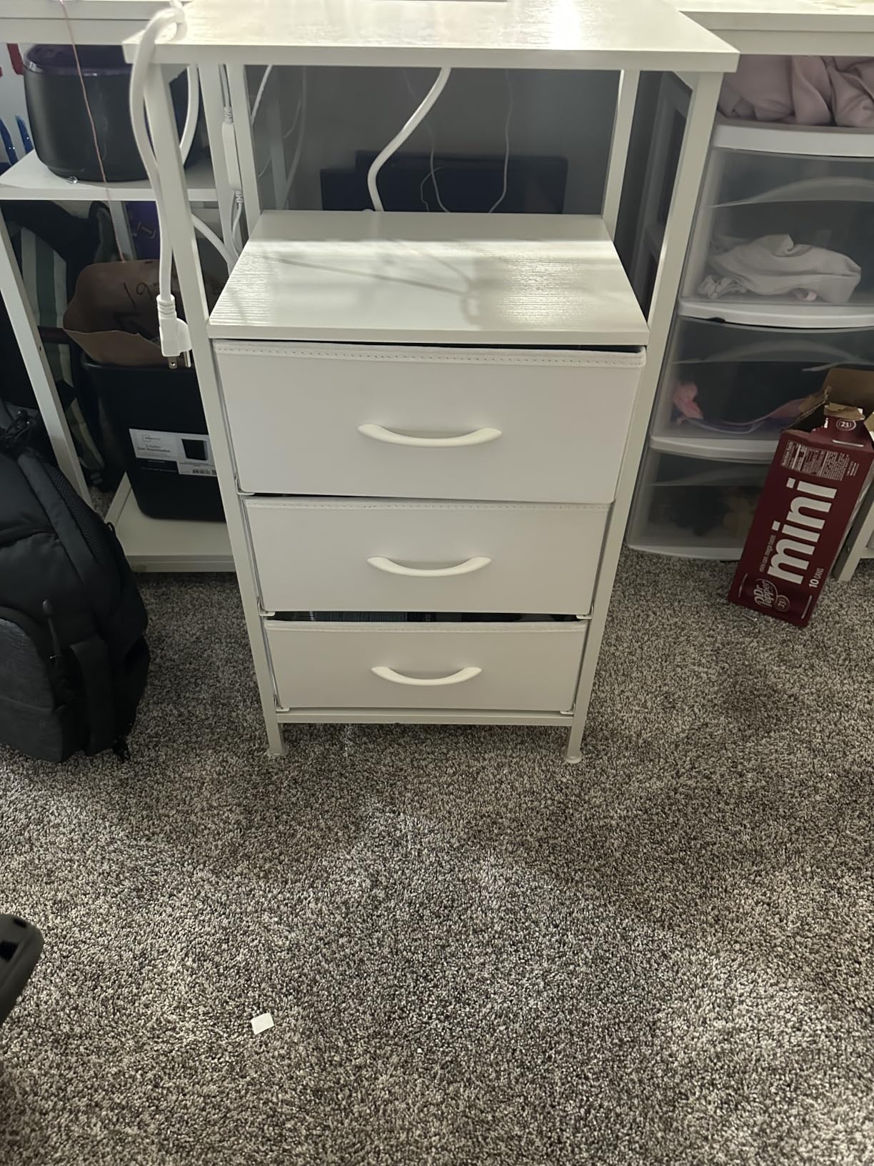 SONGMICS BELLAH Collection - Nightstand with Charging Station and App-Controlled Adjustable LED Lights, Bed Side Table, 3 Drawers and 1 Open Shelf, Modern, Cloud White and Snow White ULGS303WH01S customer photo 1