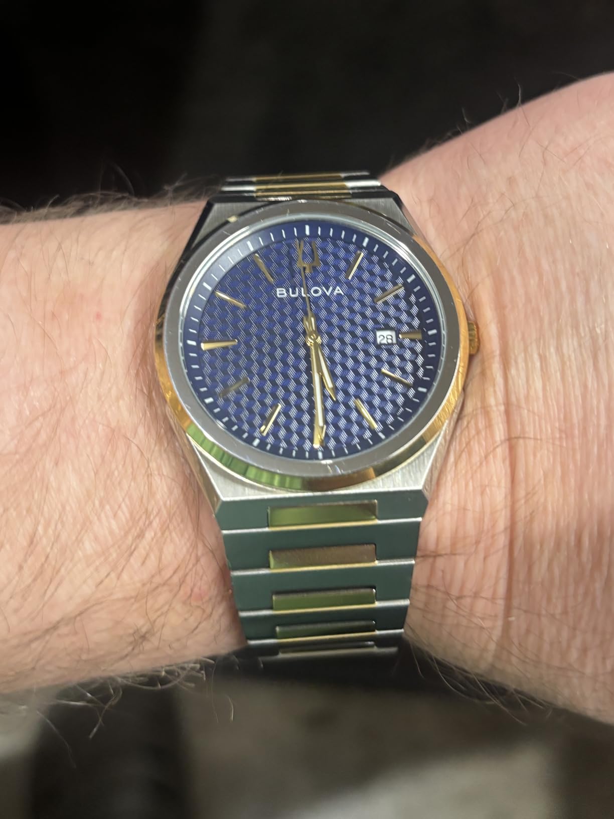 Bulova Mens Dress Classic Quartz Two Tone Stainless Steel Watch, Patterned Dial, 39mm customer photo 1