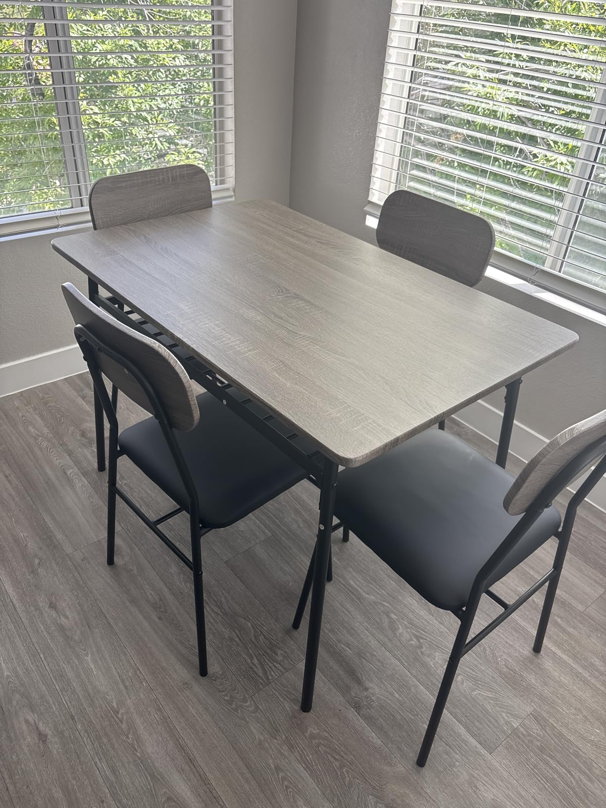 GarveeHome Dining Table Set for 4 with Storage Rack, 5-Piece Kitchen Table and Upholstered Chairs of 4, Wood Tabletop & Heavy-Duty Metel Frame, Dining Room Set for Small Space, Apartment, Brown customer photo 2