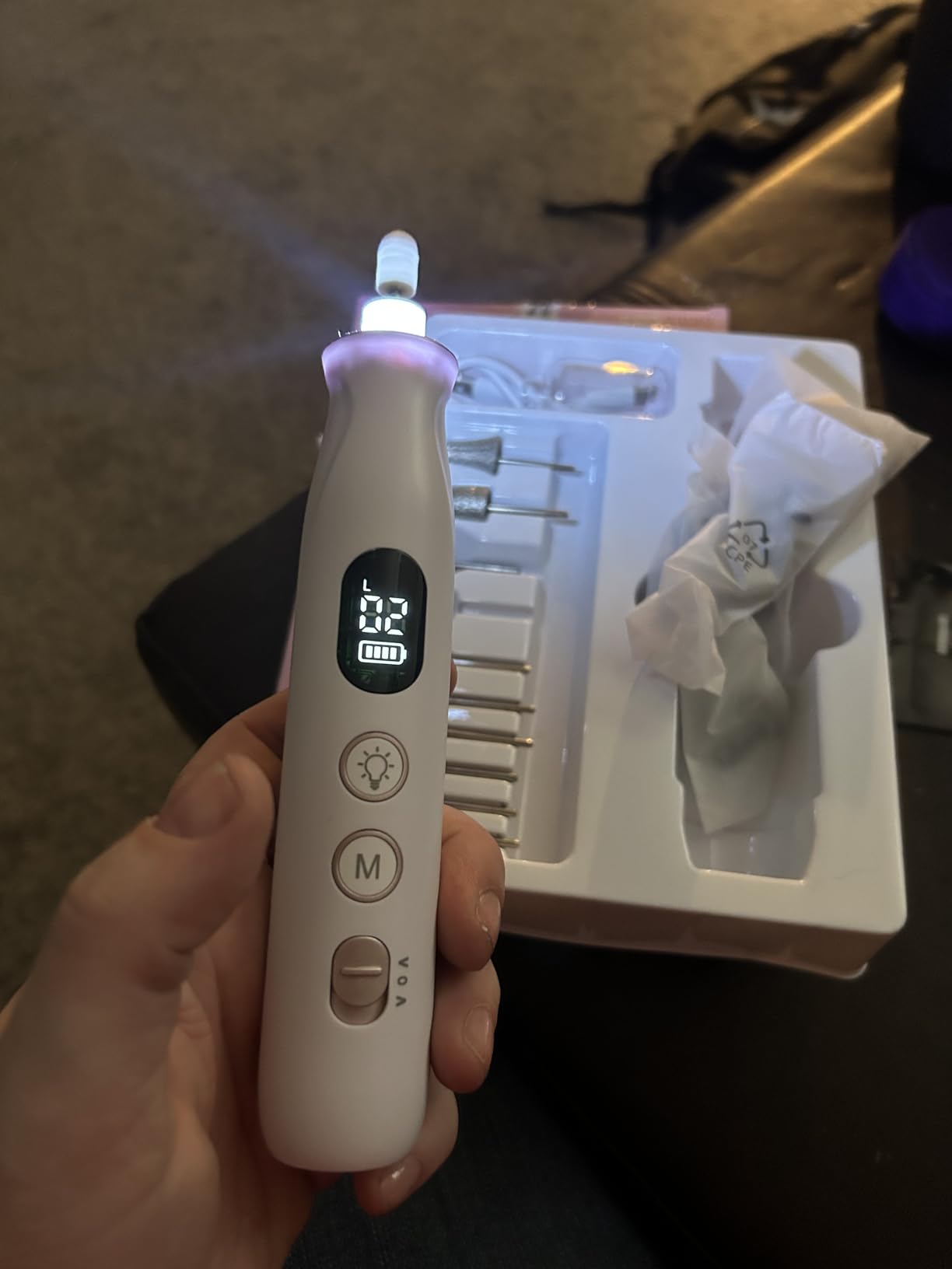 Professional Nail Drill Kit: Electric Nail File with LCD & Lamp, Long-Lasting Thick Toenail Grinder, Rechargeable & Cordless Toe Nail Dremel Tools for Women & Men Manicure and Pedicure Gifts customer photo 1