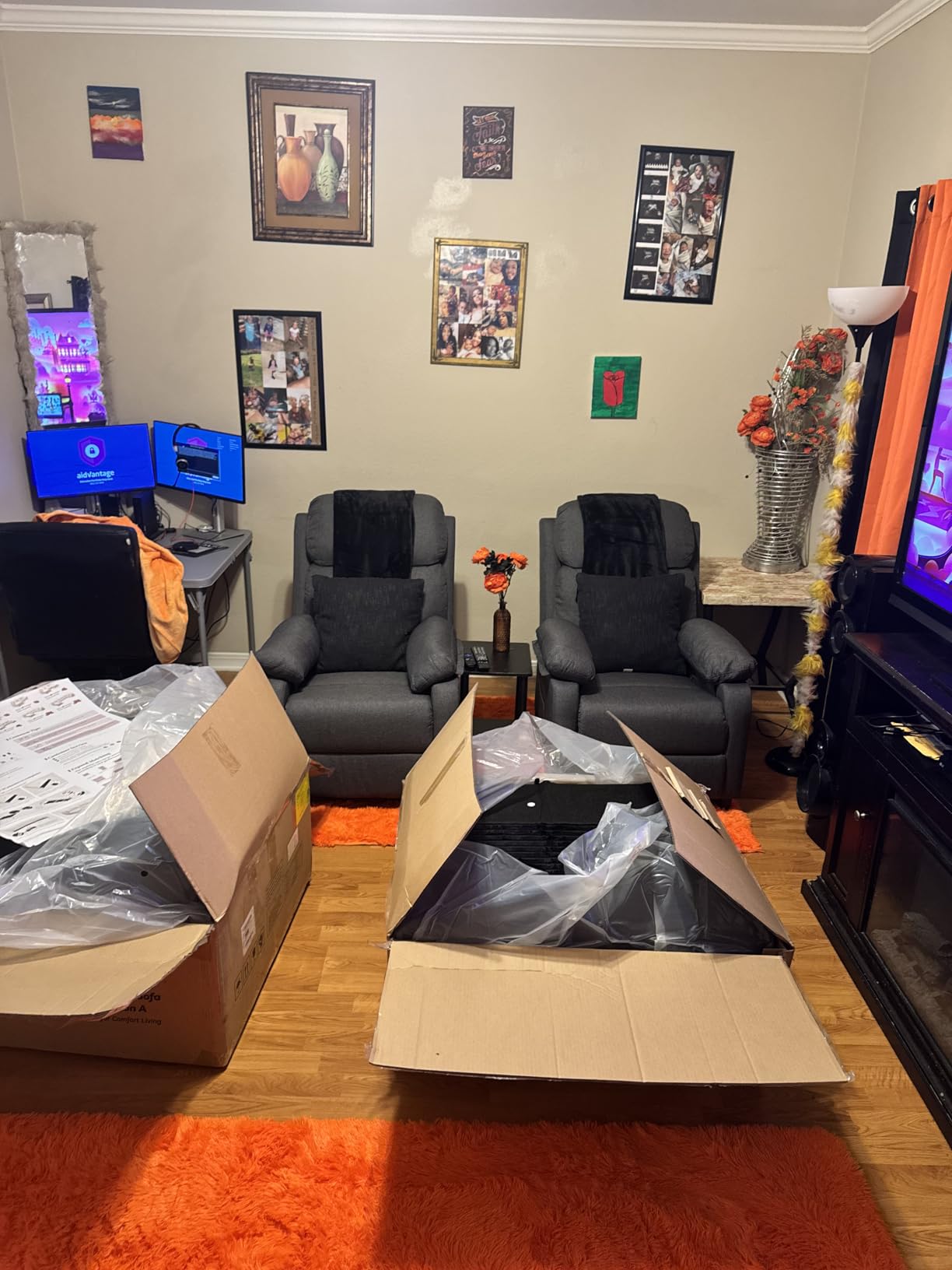 Korser Recliner Chair, Padded Deep Seat Reading Chair with Side Pockets, Small Recliners for Small Spaces (Linen) customer photo 2