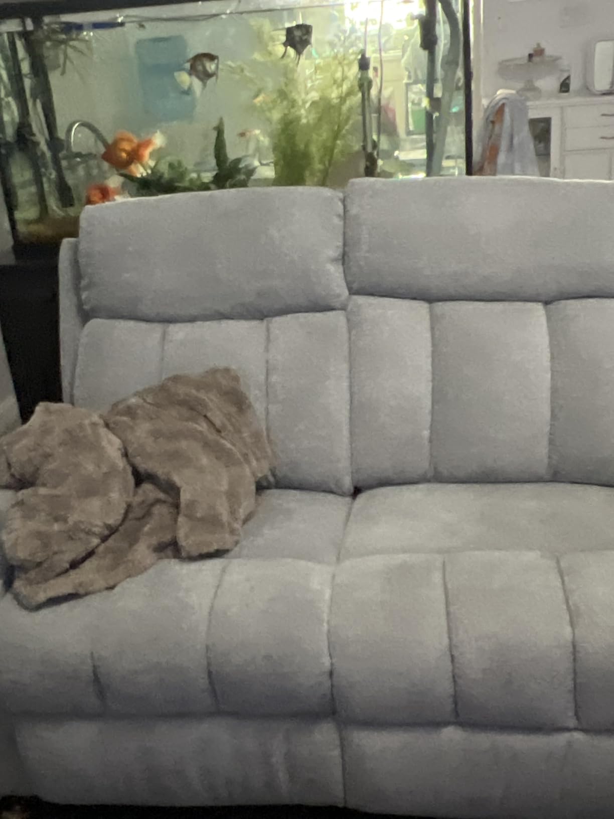 CANMOV Manual Recliner Sofa Set, Fabric Home Theater Seating with Side Pockets and Cup Holders, 2 Seat Reclining Couch for Living Room, Office, Dark Grey customer photo 1