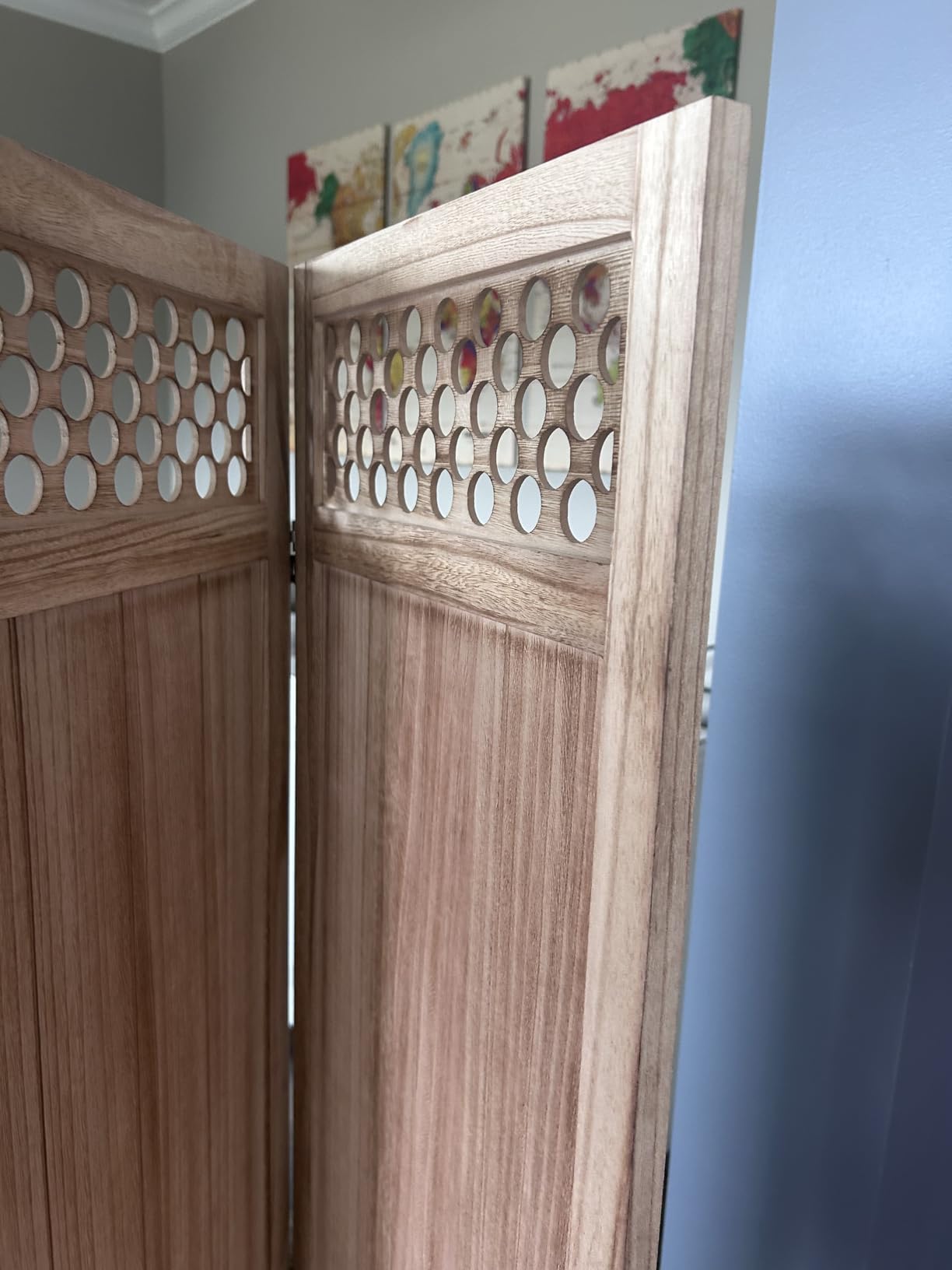 Privacy Screen Room Divider Panel - 67 Inch Tall Natural Wood Folding Partition Room Dividers, No-Assembly Required, Enhance Privacy and Aesthetic Appeal, Ideal for Home or Office Brown 6 Panel customer photo 2