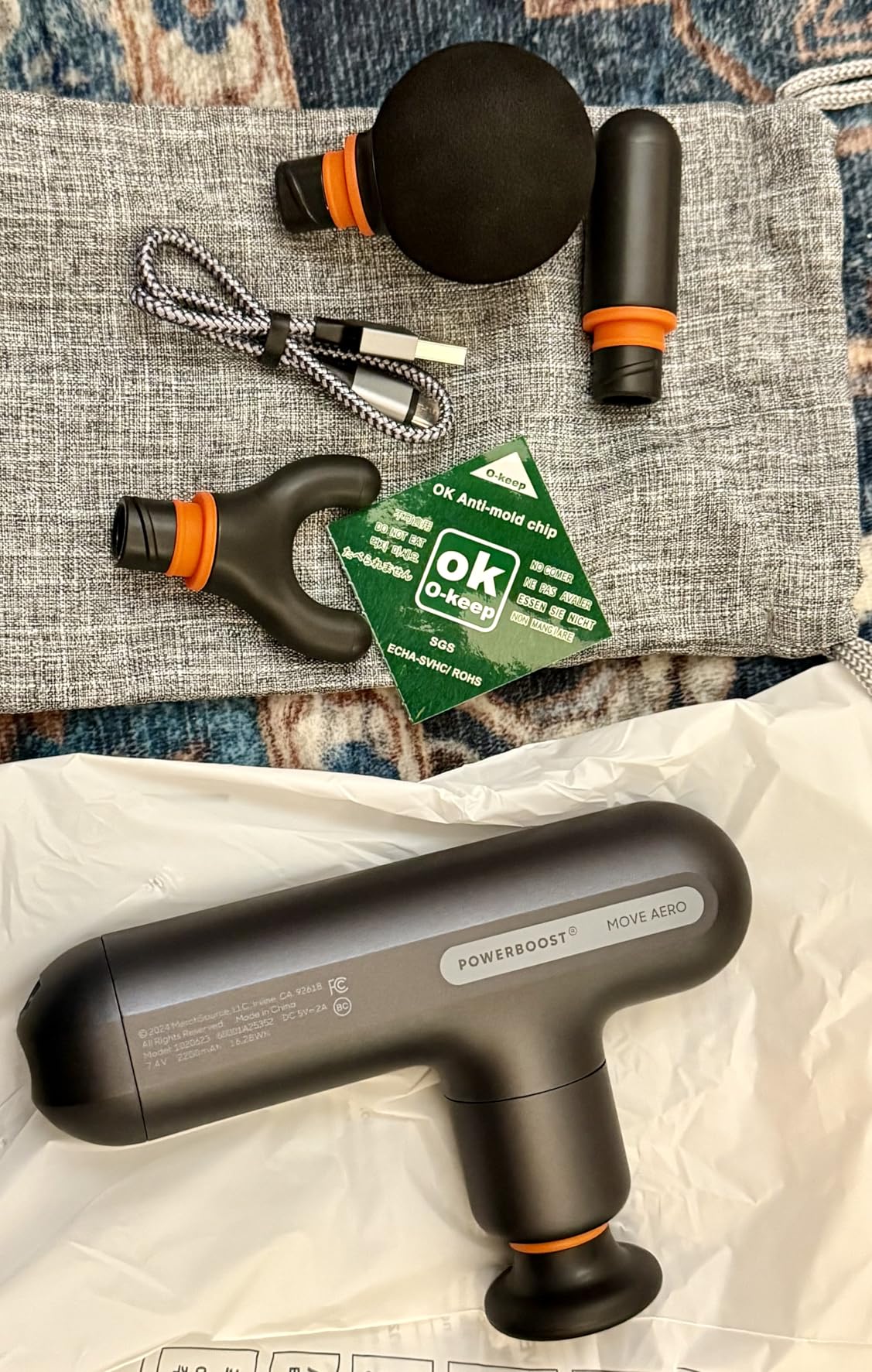 Sharper Image Deep Tissue Percussion Massage Gun, Powerboost Move Evo Hot & Cold Rechargeable Handheld Massager, 4 Adjustable Speeds, 5 Attachment Heads & Carrying Case customer photo 1