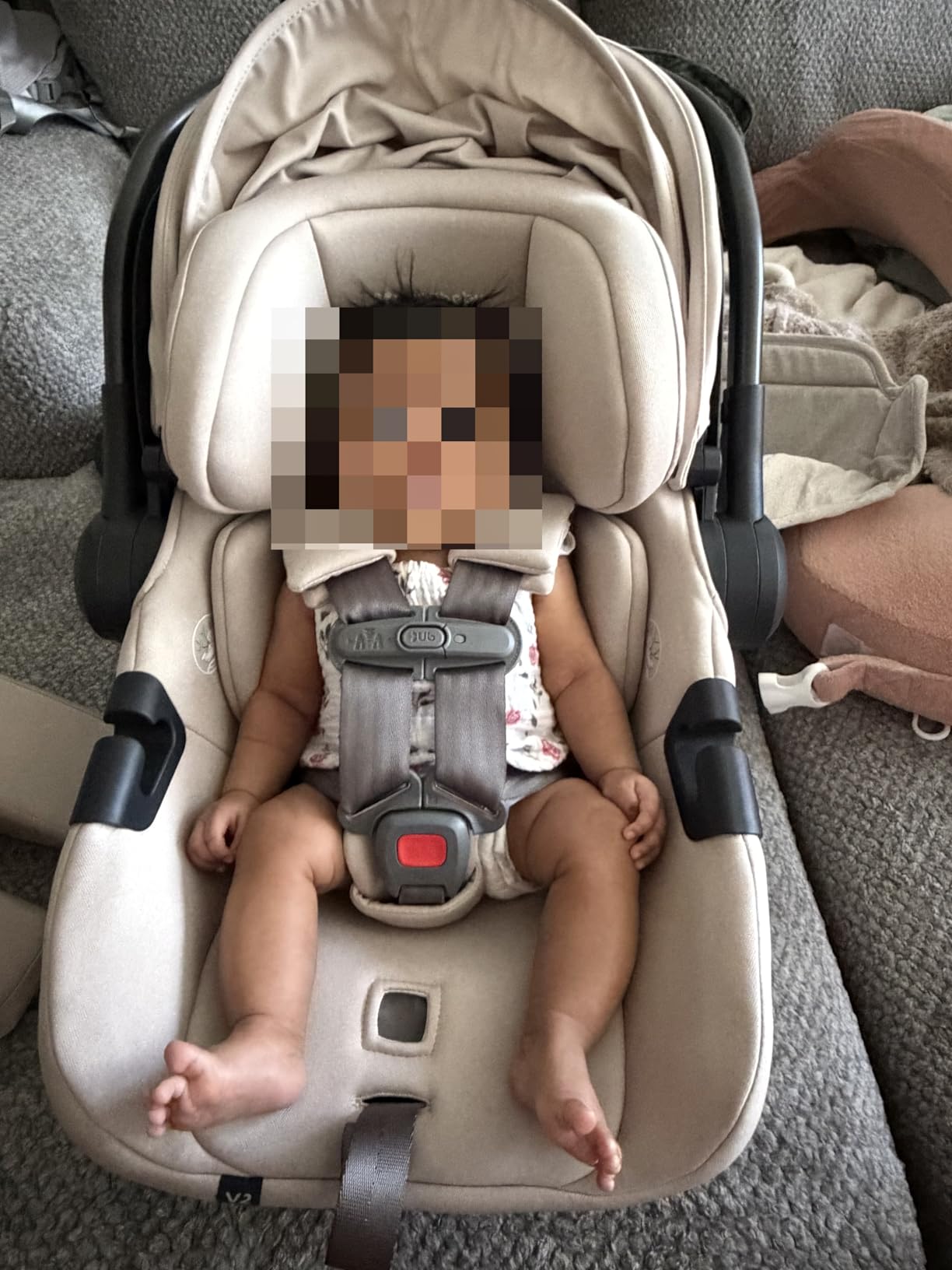 UPPAbaby Aria V2 Lightweight Infant Car Seat - Load Leg + Anti-Rebound Panel - Infant Insert + All-Weather FootCover Included - Direct Stroller Attachment - Evelyn (Green Meadow) customer photo 1