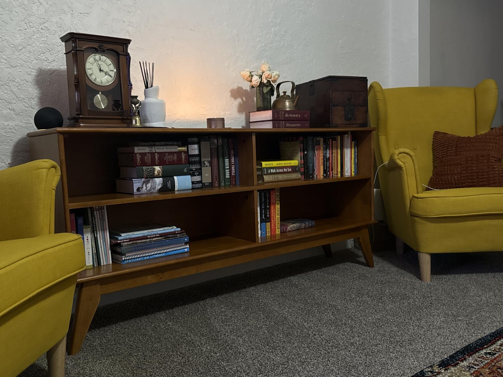 SIMPLIHOME Draper Bookcase - 64 inch Tall Solid Wood Storage Bookshelf in Tawny Brown Teak, Mid-Century Modern Storage for Living Room, Study Room or Office with Adjustable Shelves and Angled Legs customer photo 1