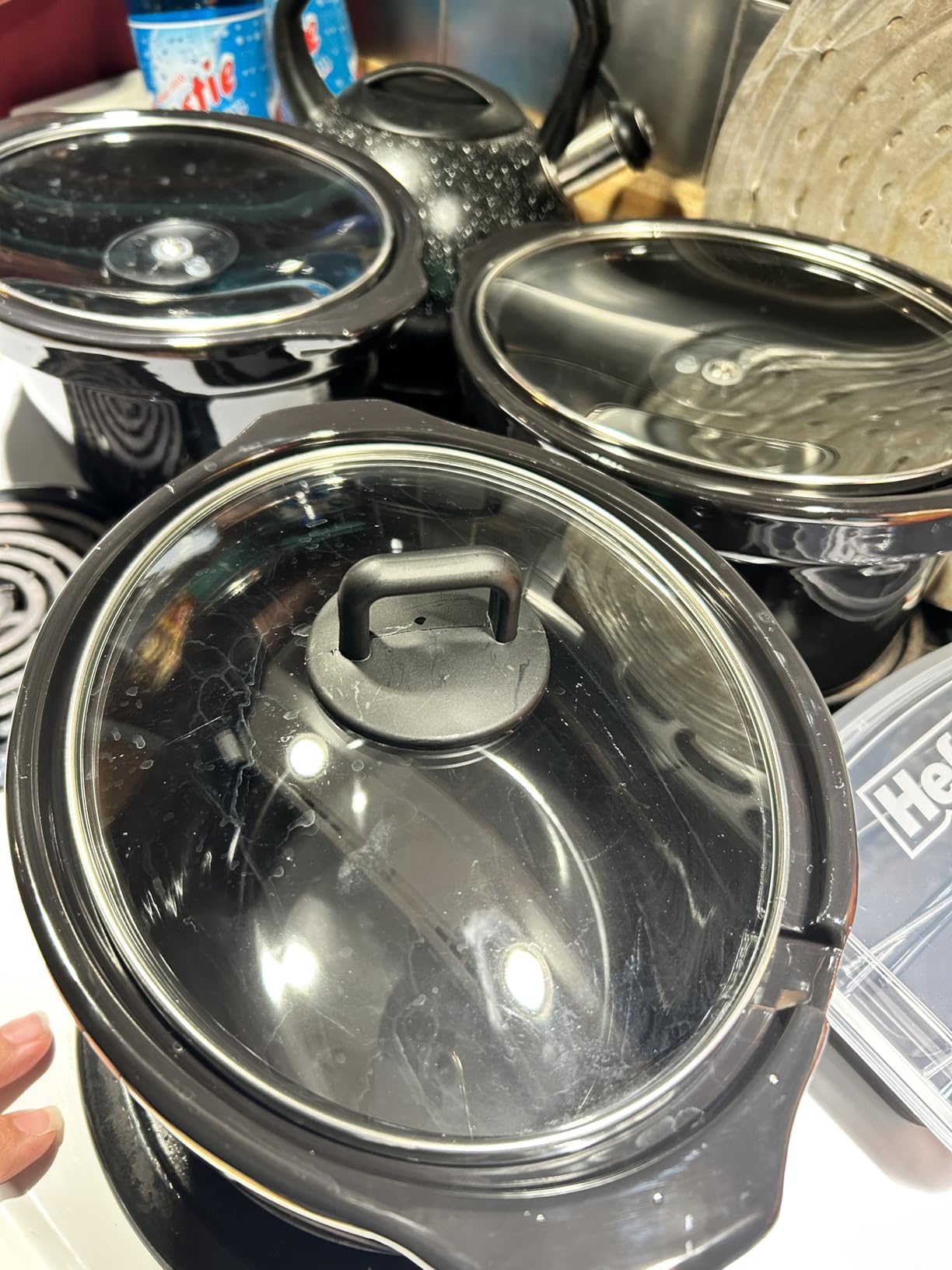 Triple Slow Cooker & Food Warmer, Three Crock Slowcooker with 2.5 Qt. Ceramic Crocks, 7.5-Quart Total Capacity, PFAS-Free, Three Temperature Settings, Dishwasher-Safe Parts - Stainless Steel customer photo 2