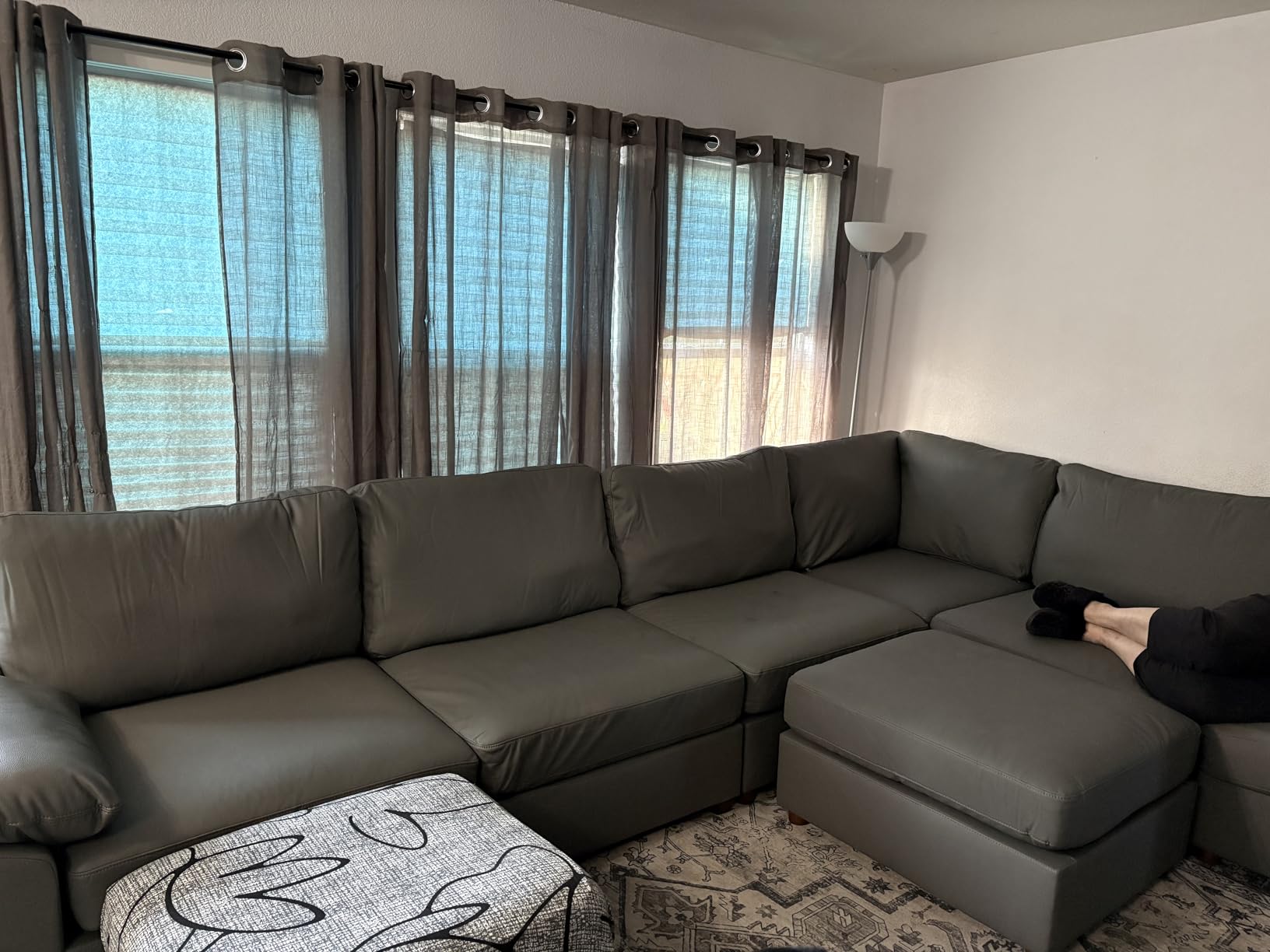 EASE MOOSE Loveseat Sofa for Living Room,Oversized Deep Seat Modular Sectional,Modern Comfy 2 Seater Sofas,Scratch Resistant Faux Leather Couch for Small Spaces, Beige customer photo 1