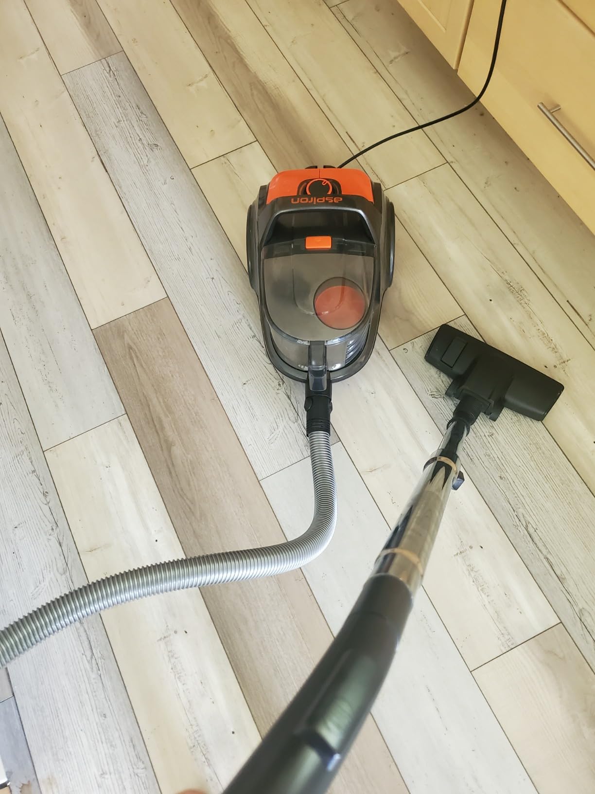 Aspiron Canister Vacuum, Upgraded 1600W Bagless Canister Vacuum Cleaner, Auto Cord Rewind, H13 HEPA Filter, 4Qt Large Capacity, 5 Tools for Hard Floors, Carpet, Pet, Upholstery, Tiles, Sapphire customer photo 2