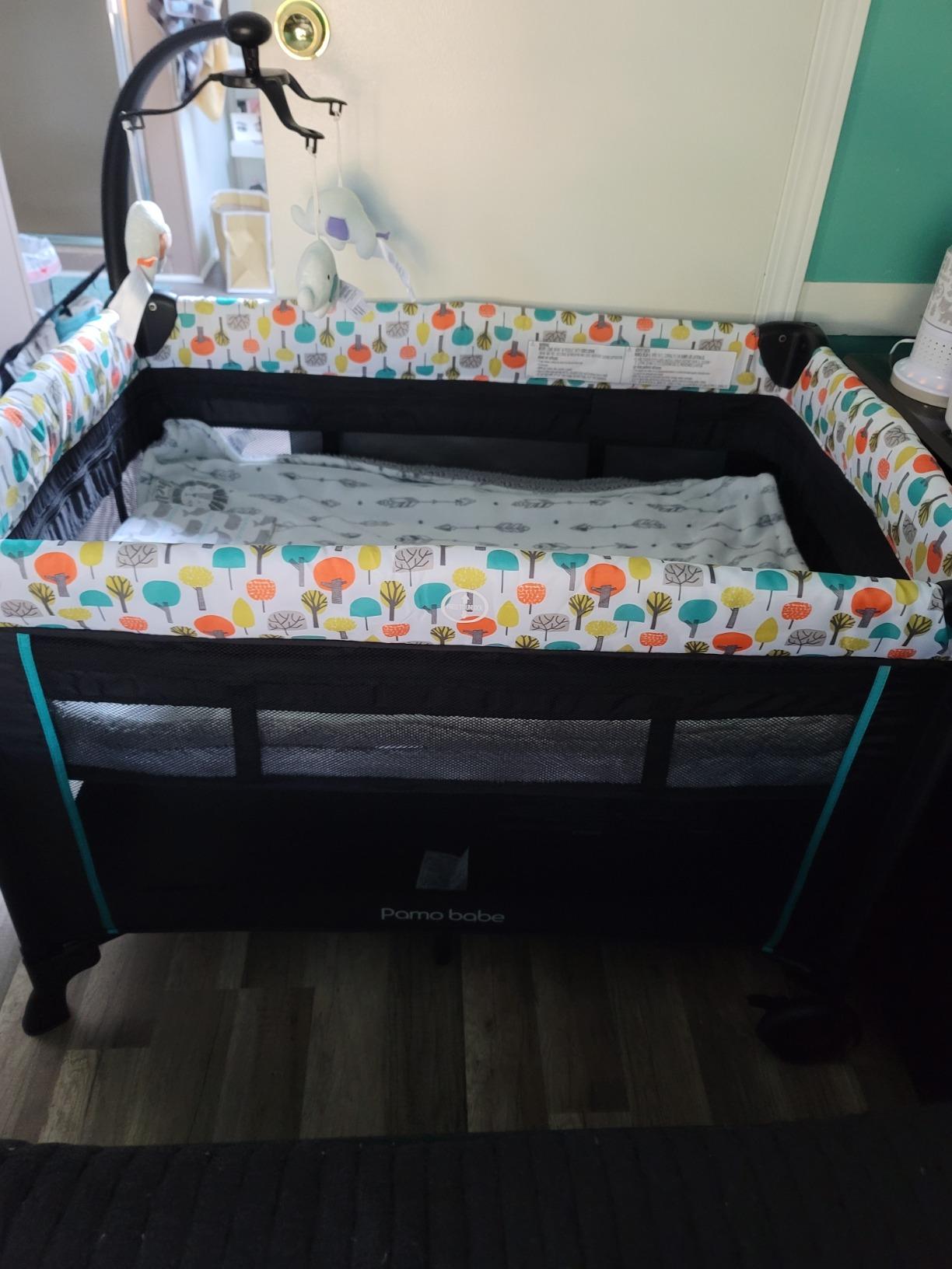 Pamo Babe 6 in 1 Baby Pack and Play with Bassinet - One-Step Setup Travel Crib, Portable Playpen, Changing Table, Toys Bar and Storage Bag customer photo 1