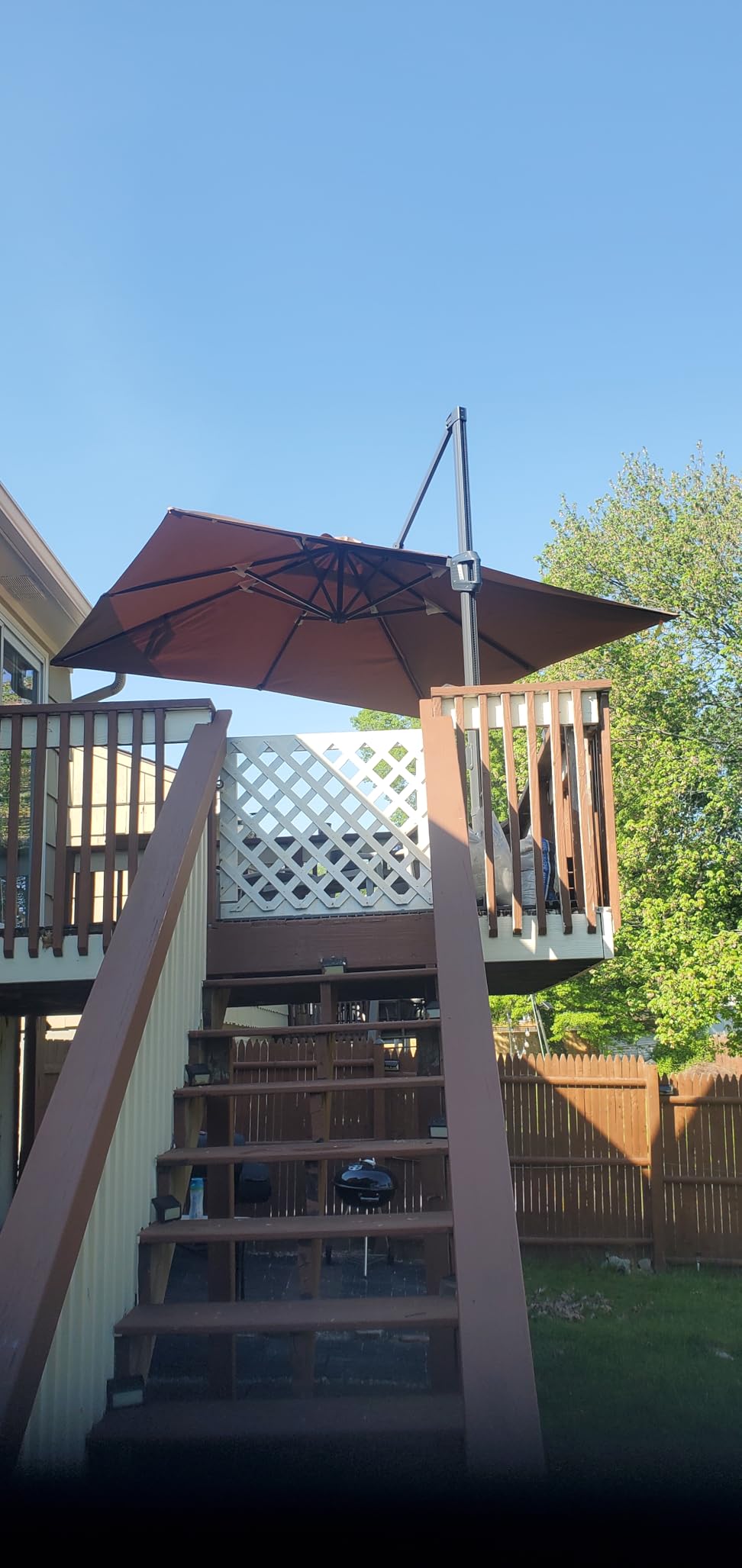 GarveeLife Large Cantilever Patio Umbrella, 10 ft X 10 ft Heavy Duty Aluminum Cantilever Offset Outdoor Umbrella with 360-Degree Rotation for Backyard, Deck, Pool, Tan customer photo 1
