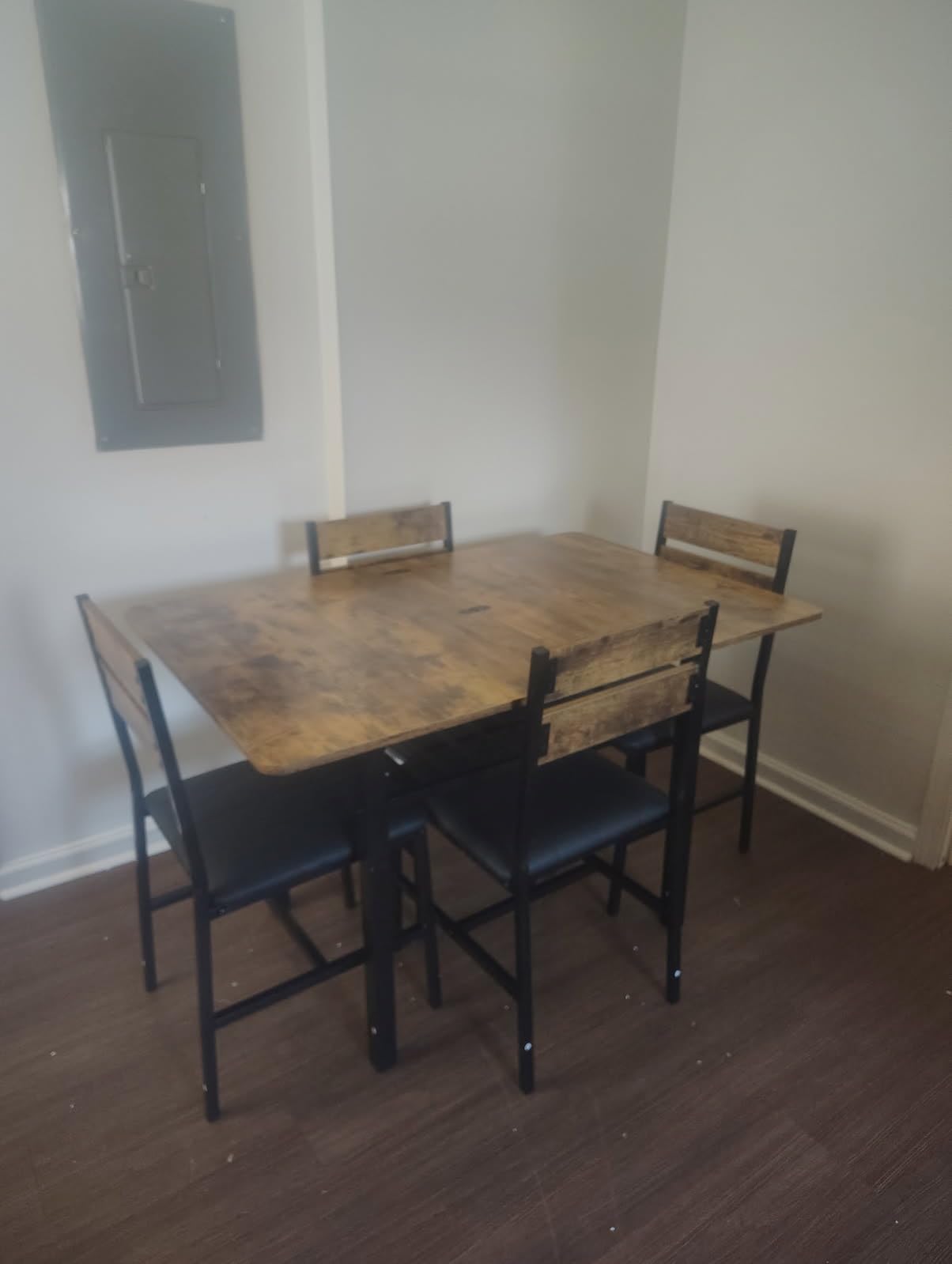 MapleGrace Dining Table Set for 4, Extendable Kitchen Table with 4 PU Leather Upholstered Dining Room Chairs, Wood Kitchen Table Set with Built-in Storage Rack for Dining & Small Spaces, Rustic Brown customer photo 1