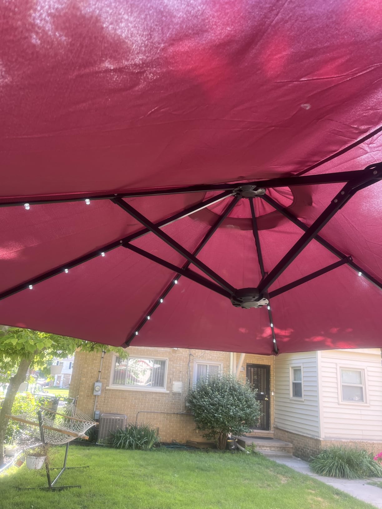 LEVELEVE 15FT Double-Sided Patio Umbrella with Base Included, Large Outdoor Rectangular Market Umbrella for Backyard, Poolside, Lawn & Garden, Khaki customer photo 1