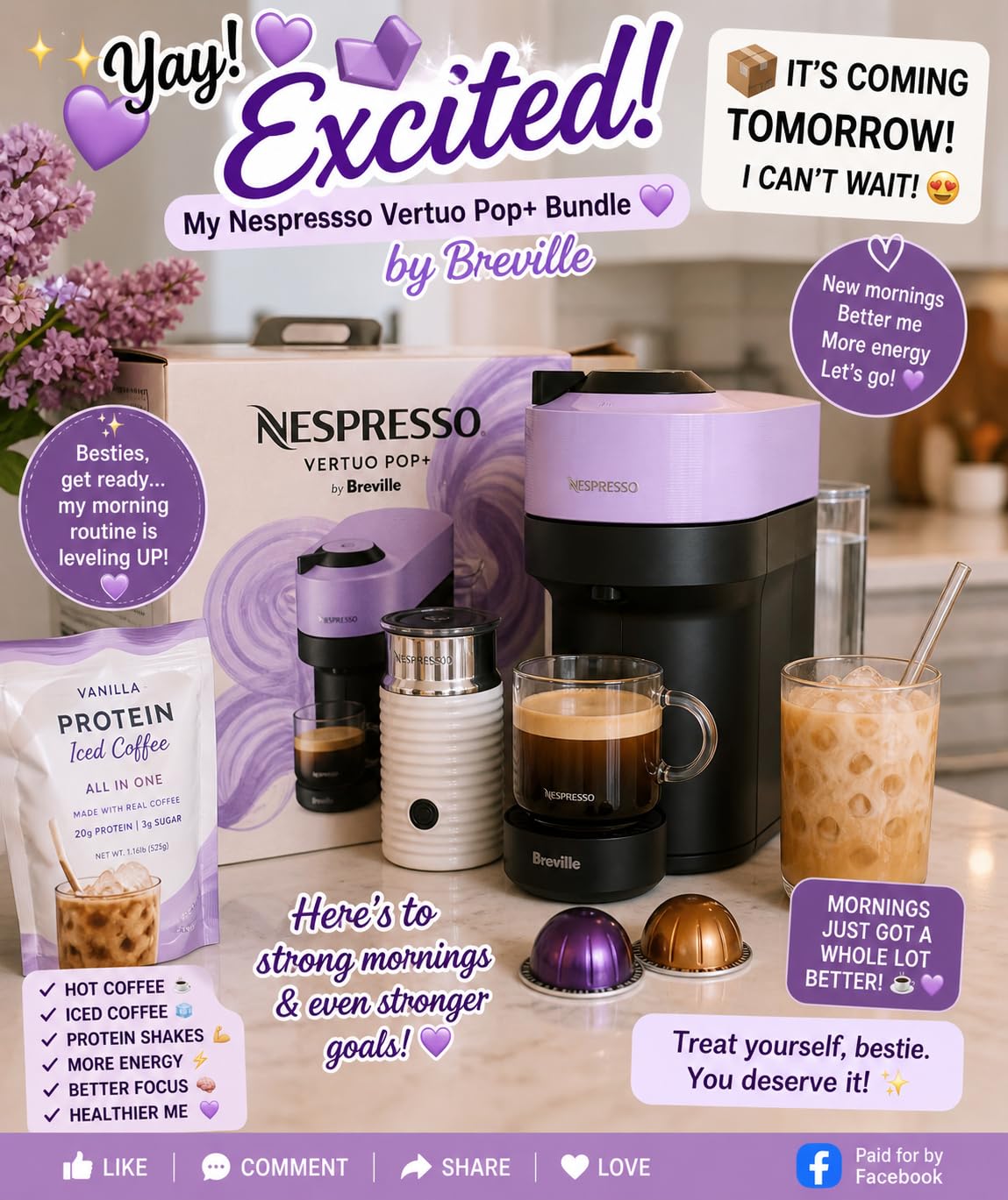 Nespresso Vertuo Pop+ Bundle by Breville, Lilac customer photo 1
