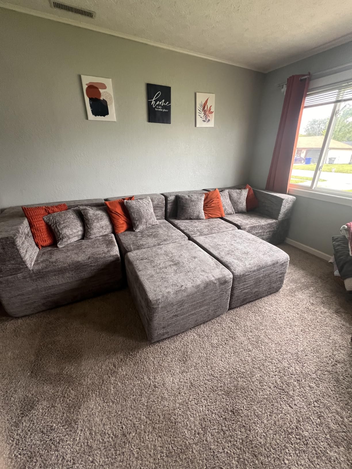 MONVANE Modular Sectional Sofa, Oversized 8 Seat Convertible U Shaped Couch with Ottoman, Comfy Teddy Velvet Cloud Couch with Deep Seat, Sectional Couches for Living Room, No Assembly Required, Green customer photo 2