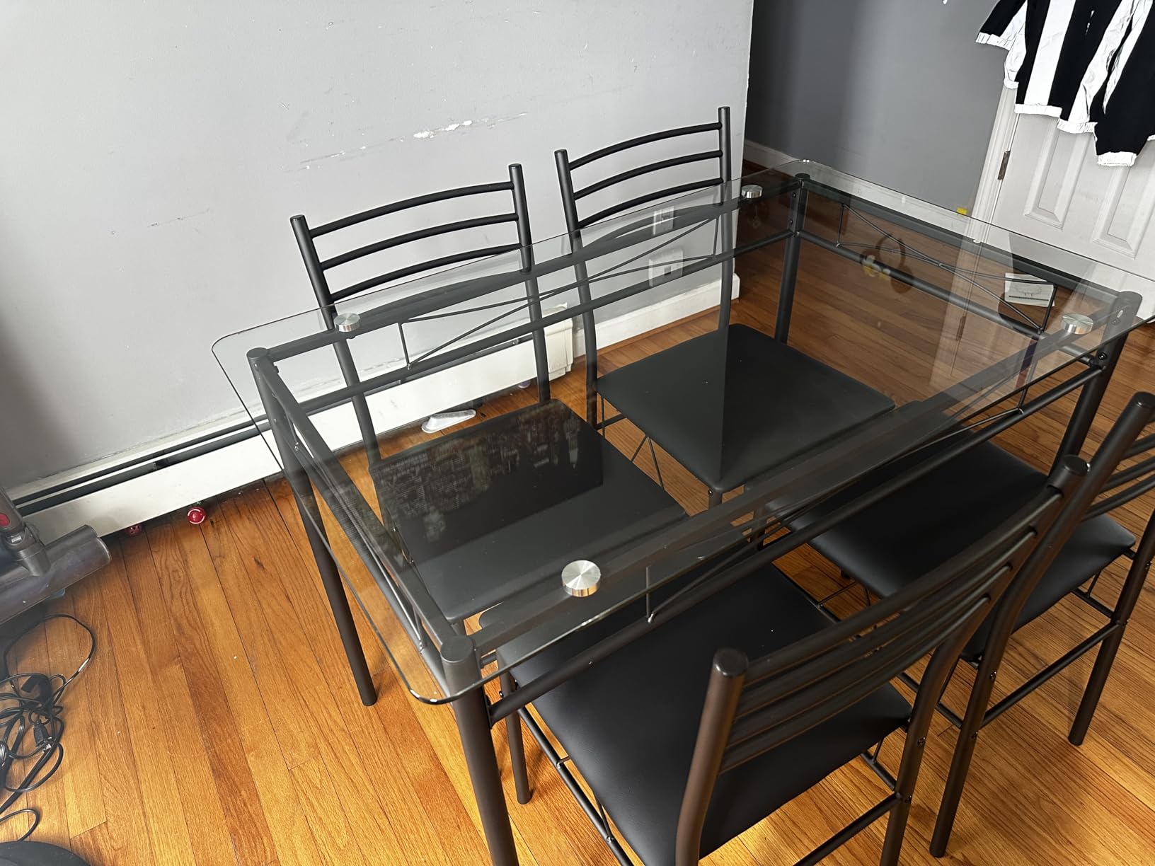 VECELO Dining Table Set for 4, 5-Piece Wood Kitchen Table with Chairs for Small Space, Breakfast Nook, Space-Saving, Natural White customer photo 1