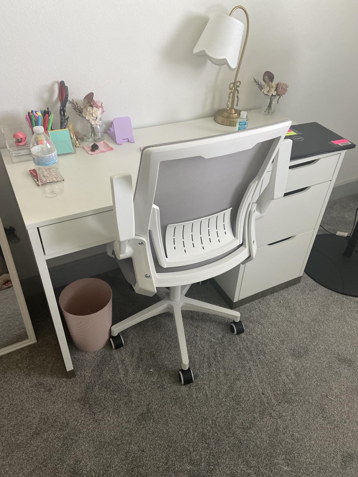 GTPLAYER Ergonomic Office Chair with Flip-up Armrests, Executive Computer Chair for Home Office, Breathable Mesh & Comfy Lumbar Support, Moon Gray customer photo 1