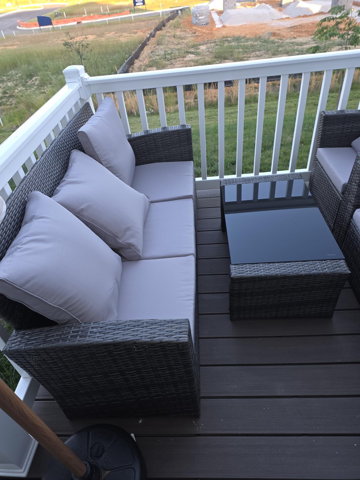 Wisteria Lane Patio Furniture Set, Wicker Outside Outdoor Furniture for All Weather, Patio Sofa with High Backrest Support and Wide Armrest for Backyard, Balcony, Deck, Porch, Dark Blue customer photo 2