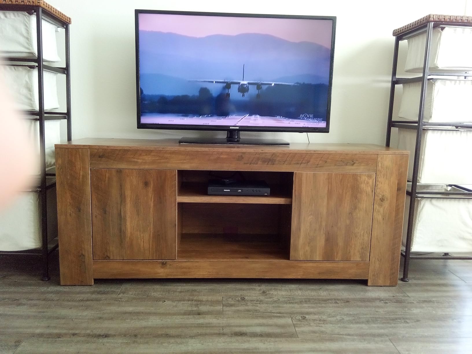 VASAGLE TV Stand, Farmhouse Entertainment Center with Storage Cabinets, Media Console Table for 65 Inch TV, Honey Brown ULTV623K101S customer photo 1