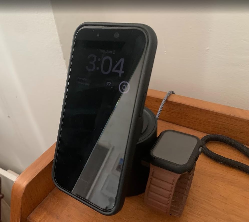 Foldable 3in1 Magnetic Wireless Charger, 15W, Silent, Travel Ready, for iPhone 17-12, Fast Charging Station for Apple Watch AirPods, Portable MagSafe Charger with Stand Mode for Travel & Desk customer photo 1