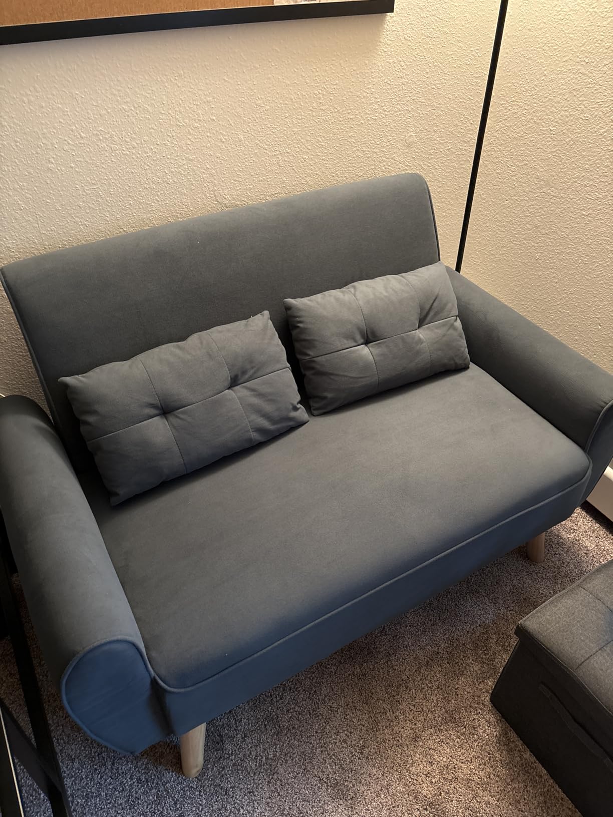 Shintenchi Small Convertible Sectional Couch with Movable Ottoman, 3 Seat L Shaped Sofa with Corduroy, Upholstered Sectional Sofa, Small Couches for Living Room, Apartments, Office (Dark Grey) customer photo 2