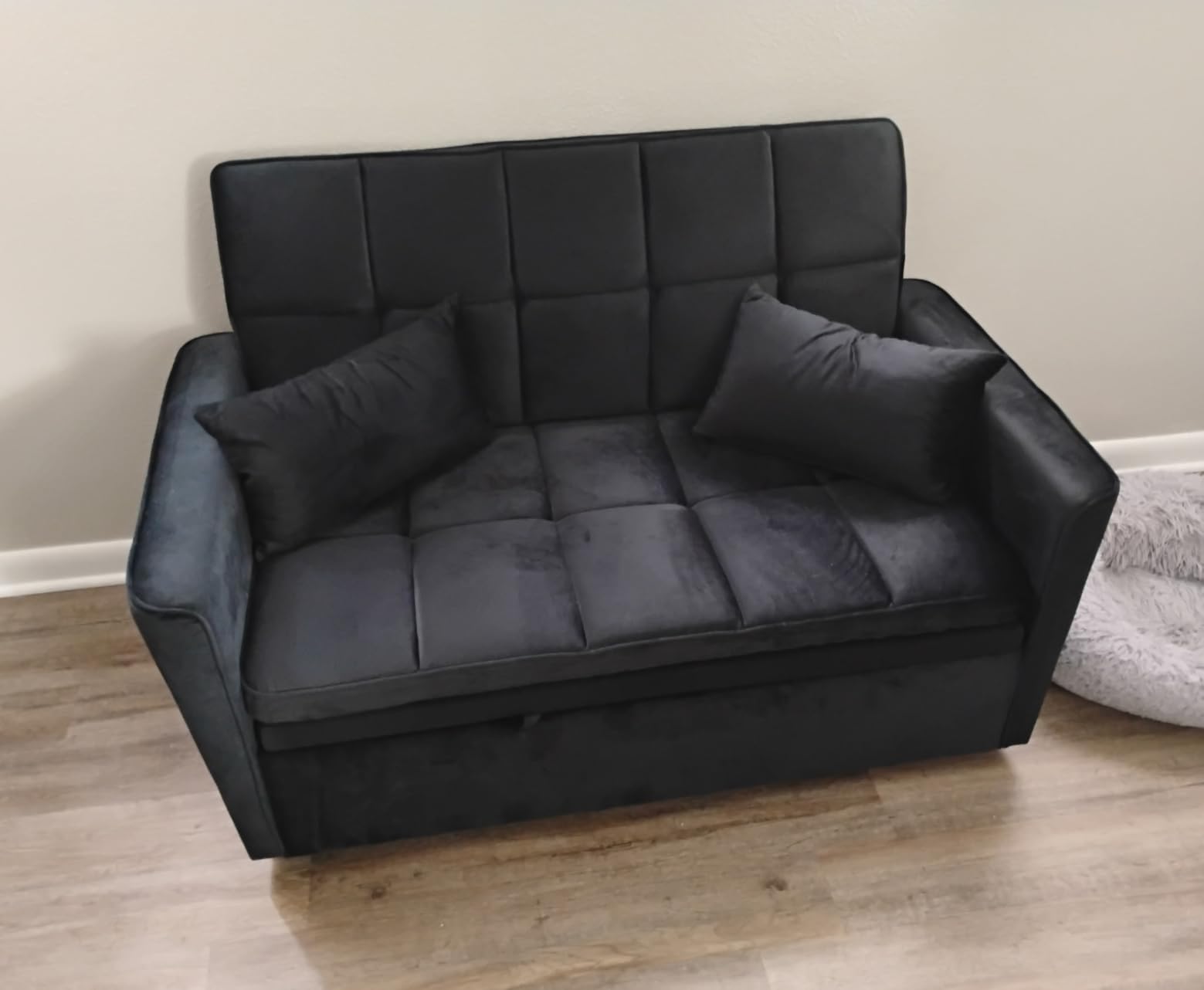 54'' Sleeper Sofa Bed, Convertible Pull Out Couch Futon for Living Room, Apartment, Velvet Fabric, Adjustable Backrest, Pull-Out Bed, Easy Assembly customer photo 2