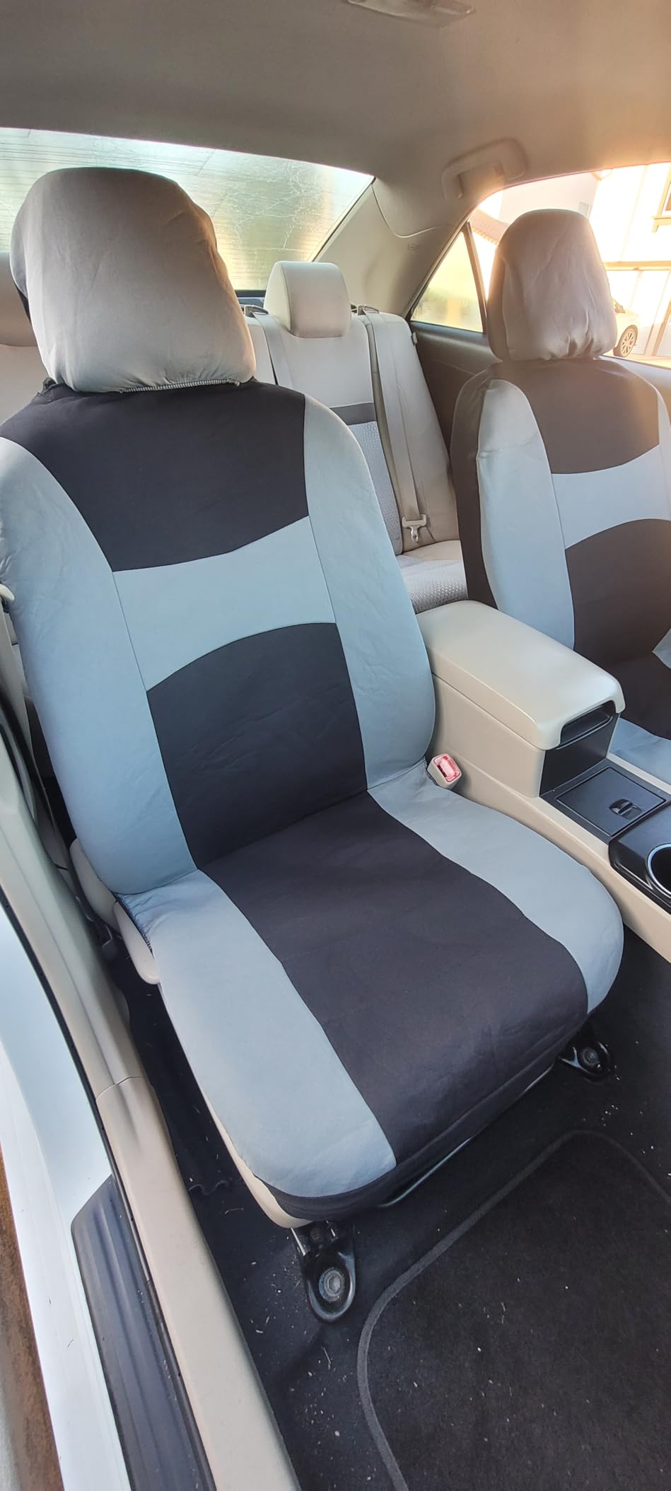 FH Group Universal Car Seat Covers Full Set for SUV Truck Sedan Vans - All-Purpose Cloth Seat Cover Set Airbag Compatible Washable Split Bench Protector - Black customer photo 1
