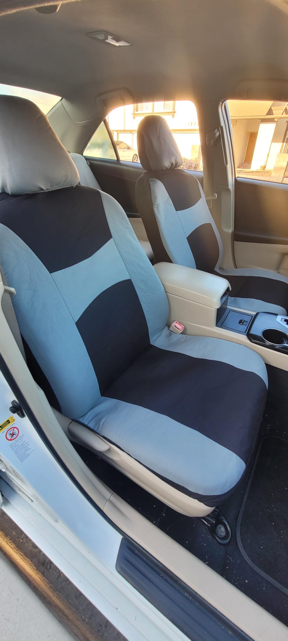 FH Group Universal Car Seat Covers Full Set for SUV Truck Sedan Vans - All-Purpose Cloth Seat Cover Set Airbag Compatible Washable Split Bench Protector - Black customer photo 2
