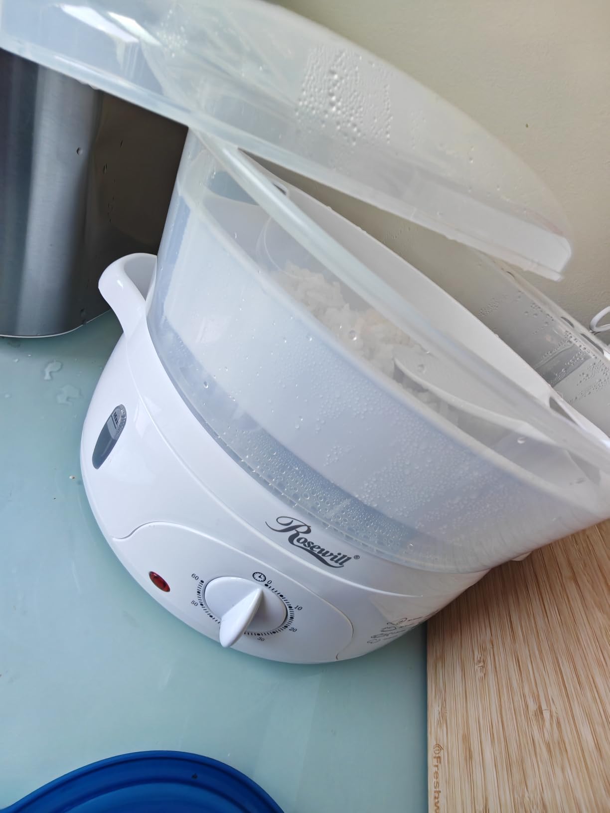 Rosewill Electric Food Steamer with 3 Tiers BPA-Free Stackable, Dishwasher Safe Baskets, 800W with Fast Steam Heating within 40s, Auto Shut-Off and 60-Min Timer, 9.5 Quarts - White customer photo 2