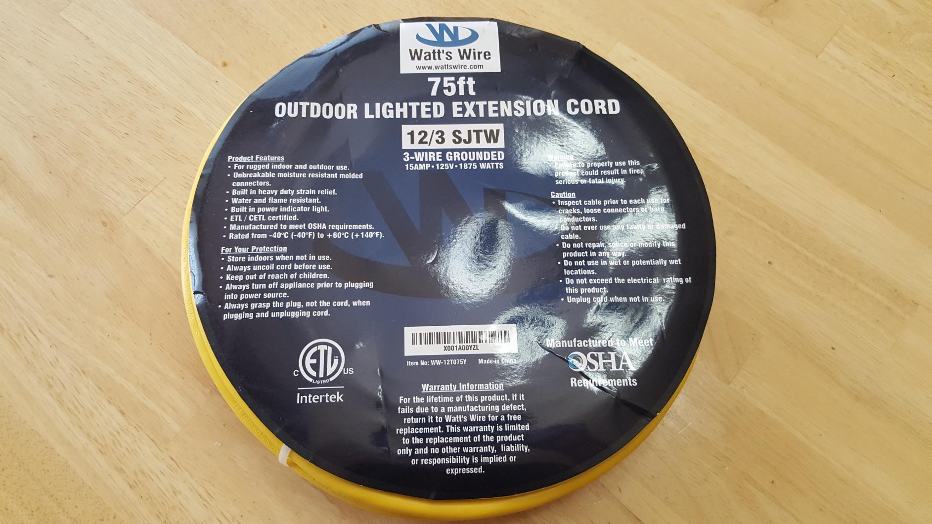50 ft Outdoor Extension Cord Waterproof - 12 Gauge Heavy Duty Extension Cord 50 ft - Lighted Outdoor Extension Cords with Multiple Outlets - Watts Wire - 50' Grounded - extensiones electricas customer photo 1