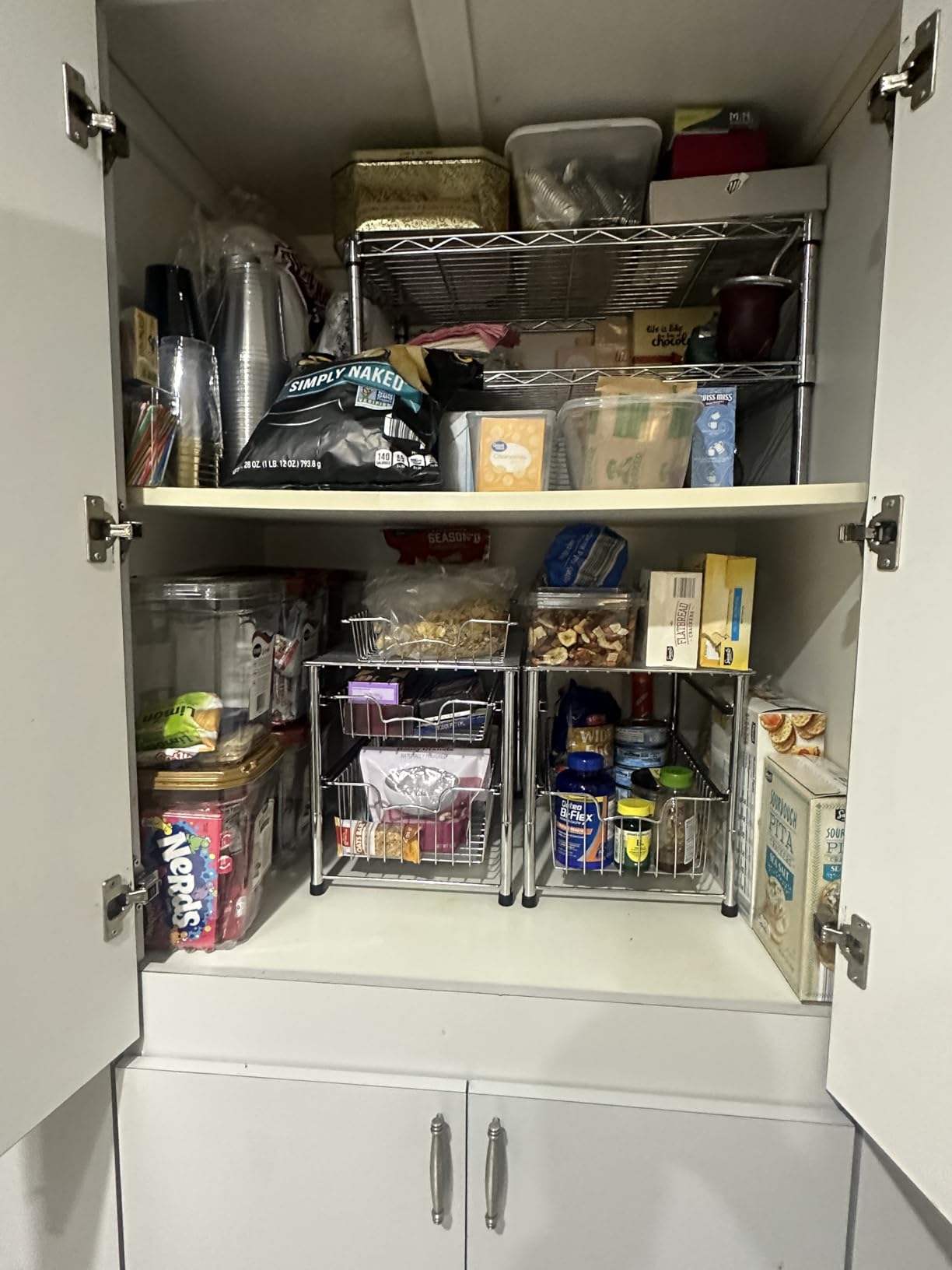 Simple Houseware Stackable 2 Tier Sliding Basket Organizer Drawer, Chrome customer photo 1