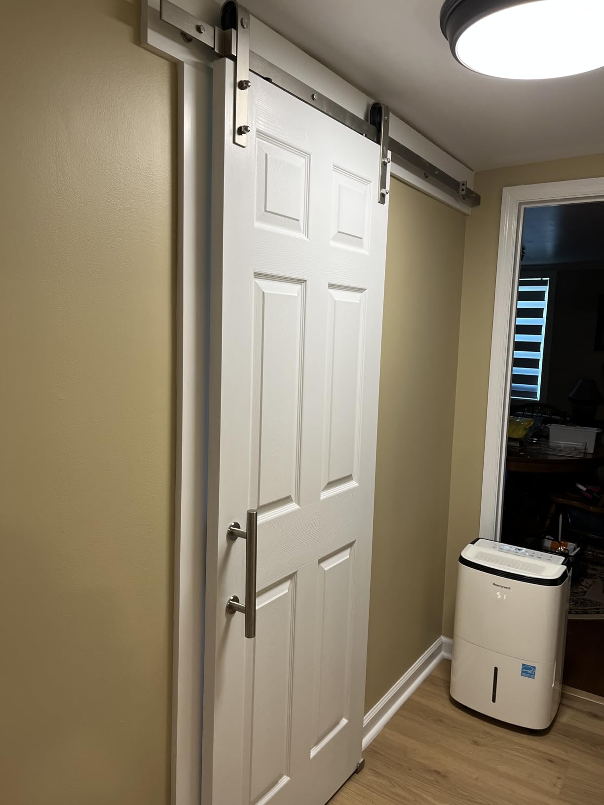 SMARTSTANDARD 6.6 Feet Brushed Nickel Barn Door Hardware Kit - Heavy Duty Sliding Track - Smoothly and Quietly - Easy to Install - Fit 36