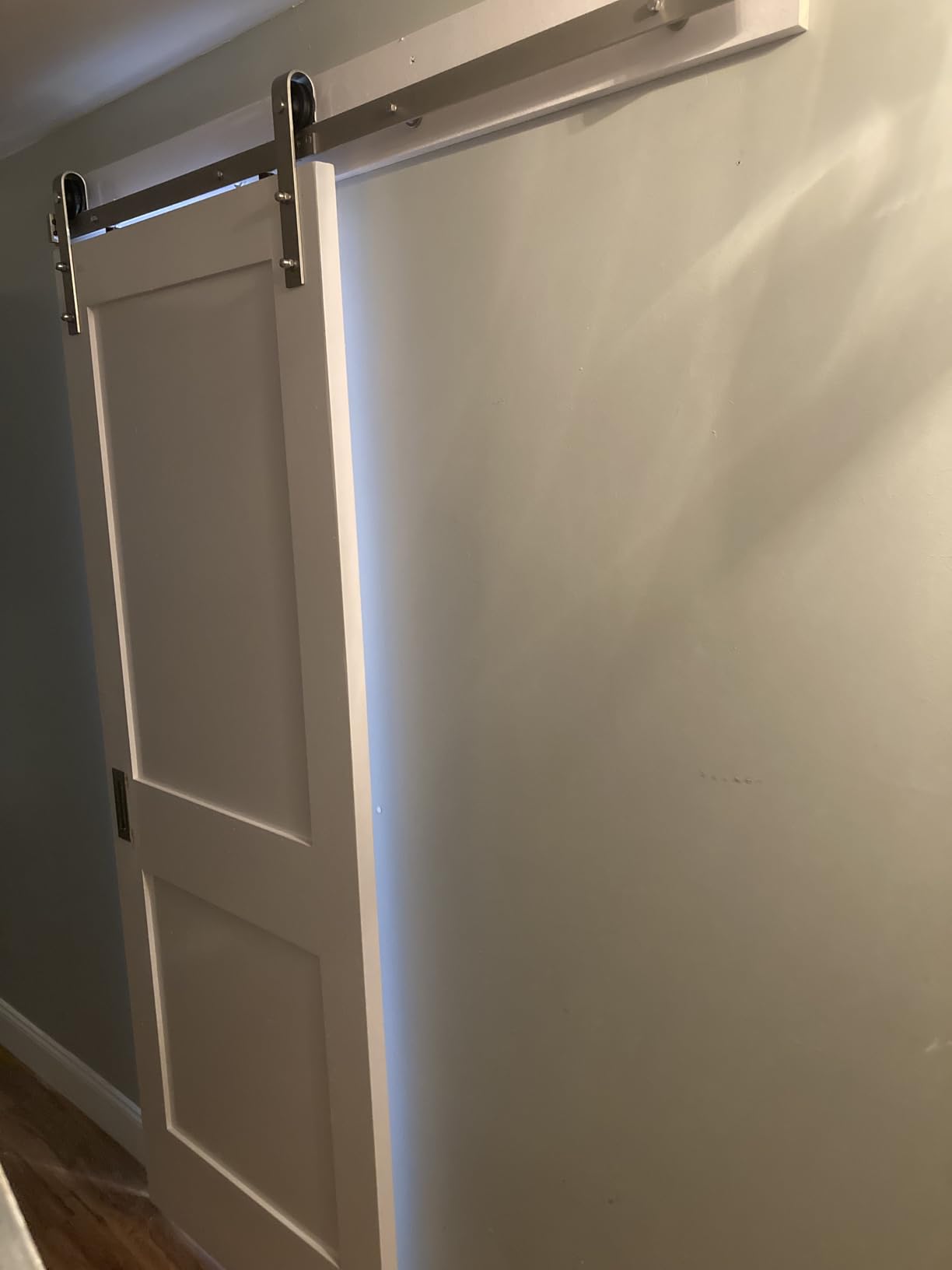 SMARTSTANDARD 6.6 Feet Brushed Nickel Barn Door Hardware Kit - Heavy Duty Sliding Track - Smoothly and Quietly - Easy to Install - Fit 36
