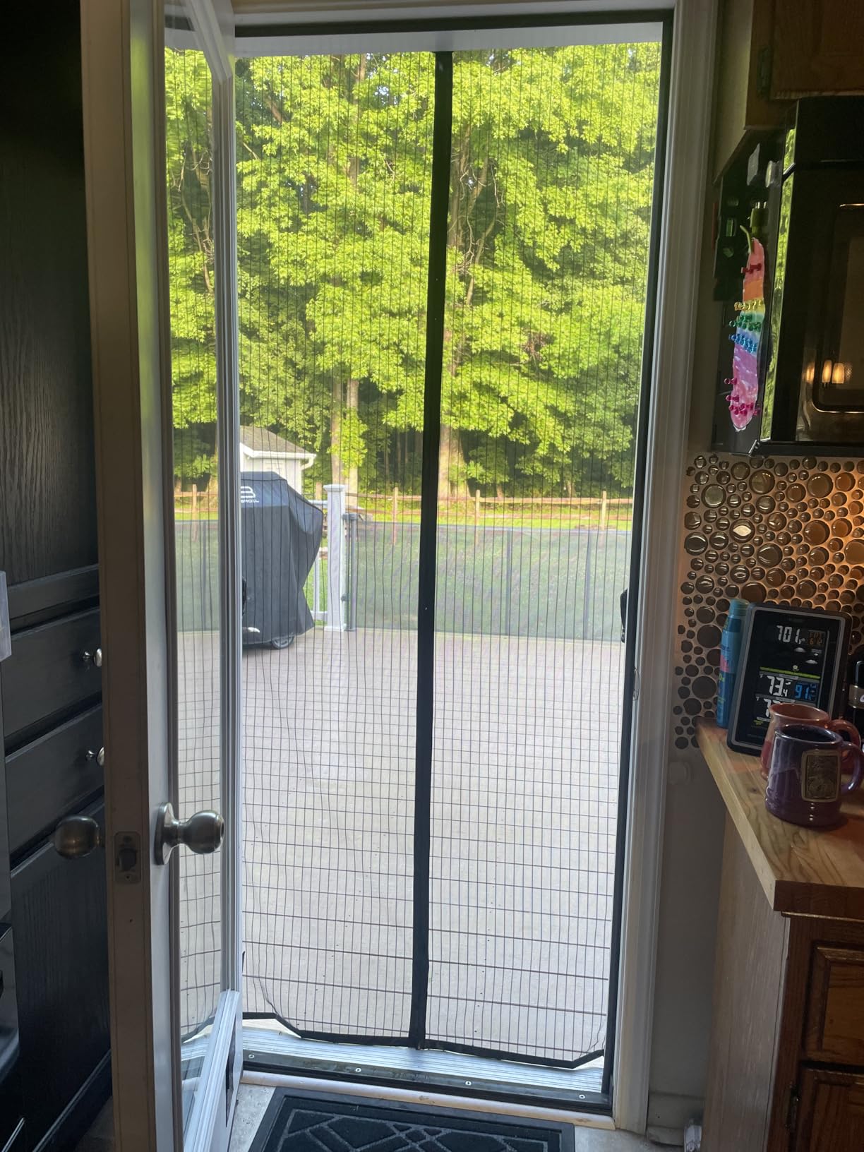 AUGO Magnetic Screen Door - Self Sealing, Heavy Duty, Hands Free Mesh Partition Keeps Bugs Out - Pet and Kid Friendly - Patent Pending Keep Open Feature - 38 Inch x 83 Inch customer photo 1