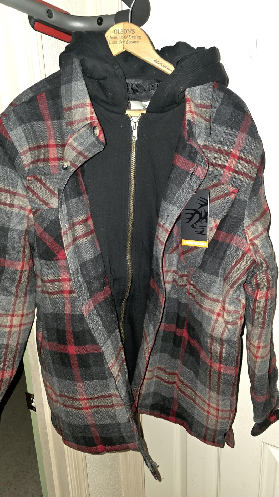 Mens Plaid Flannel Shirt Jacket Quilted with Hood Polyfill Insulated Shacket customer photo 1