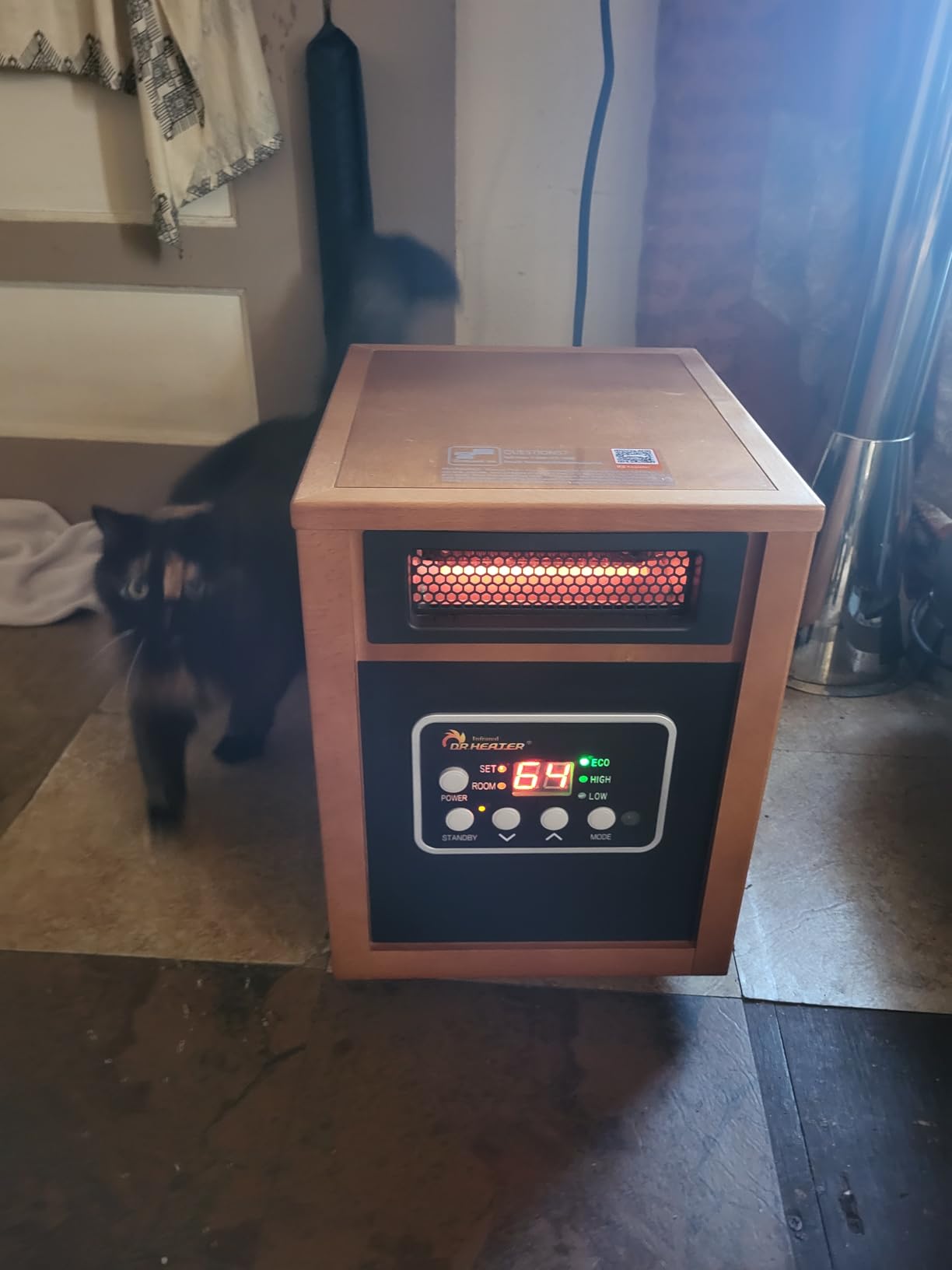 DR. INFRARED HEATER DR-998, 1500W Dual Heating Infrared Space Heater with Humidifier, Oscillation, Remote Control, Thermostat & Safety Protection, Walnut customer photo 2