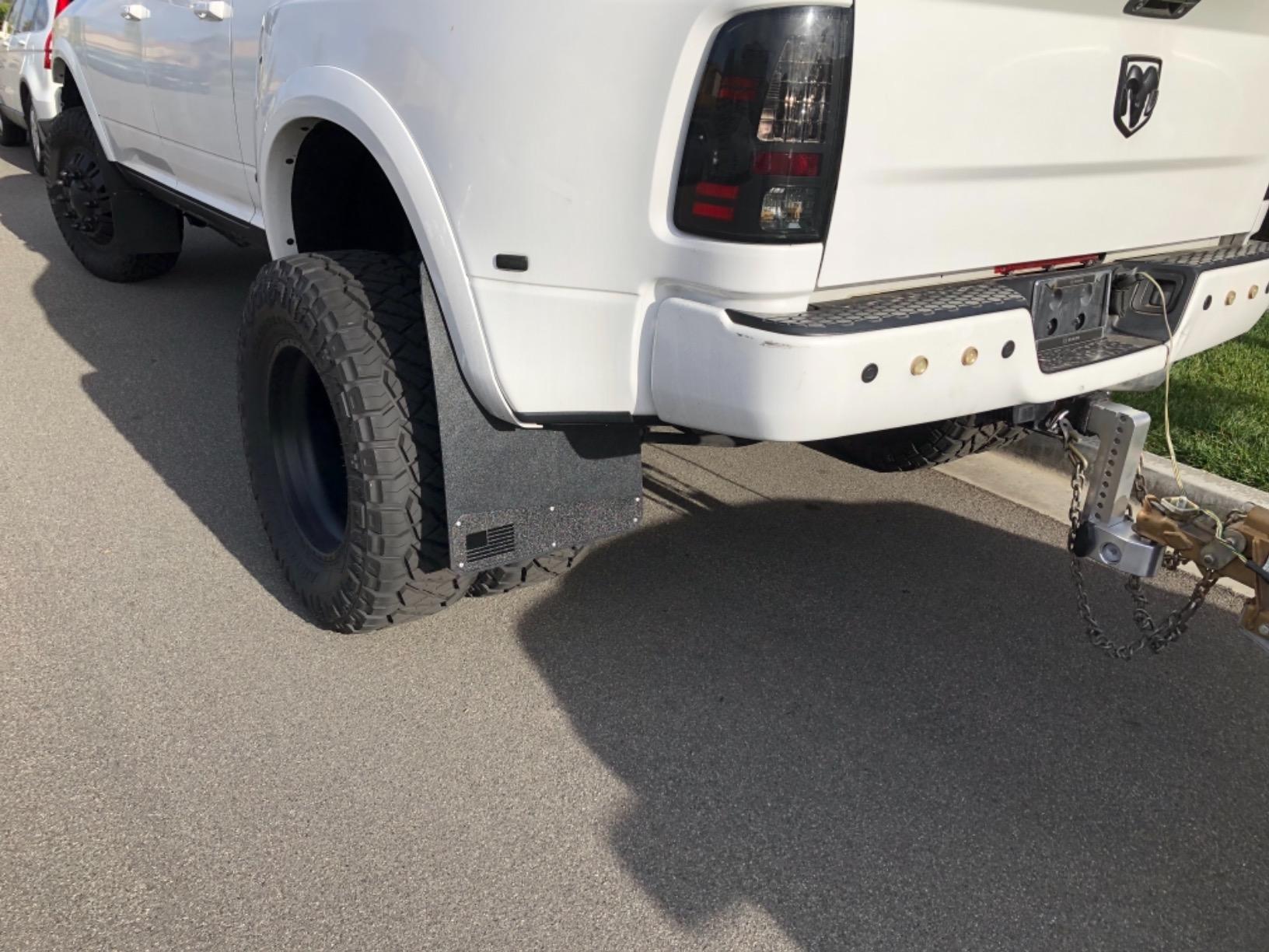 REK GEN 'Merica Mud Flaps Dually - Heavy Duty Mud Flaps for Trucks and Dually Truck Accessories - Stainless Steel - Easy Install Splash Guard - Made in USA (Black Flag) customer photo 2