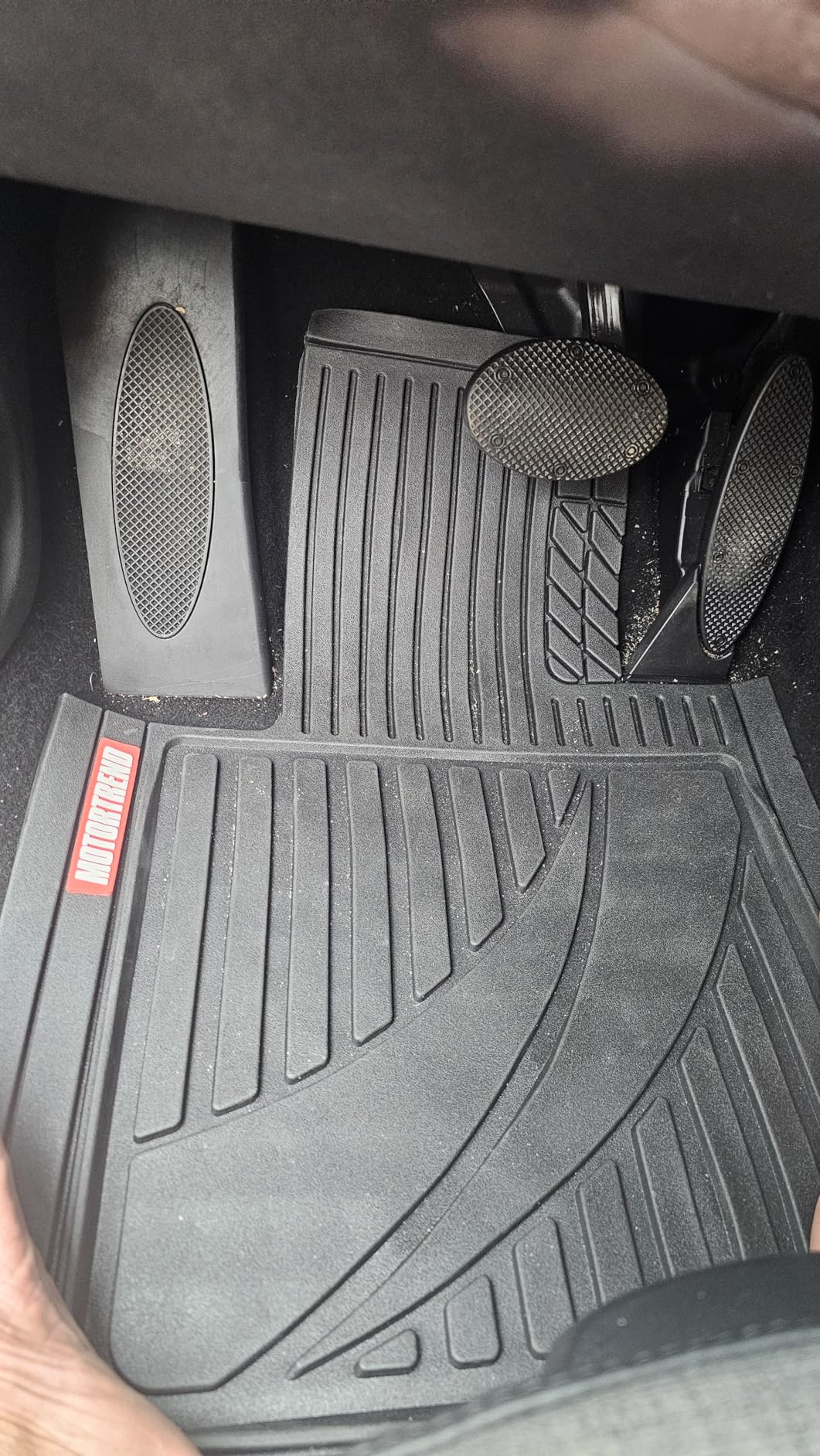 Motor Trend FlexTough Advanced Black Rubber Car Floor Mats - Heavy Duty Trim to Fit All Weather Floor Mats for Cars Truck SUV - Automotive Car Interior Floor Liner Protection - Universal Fit customer photo 1