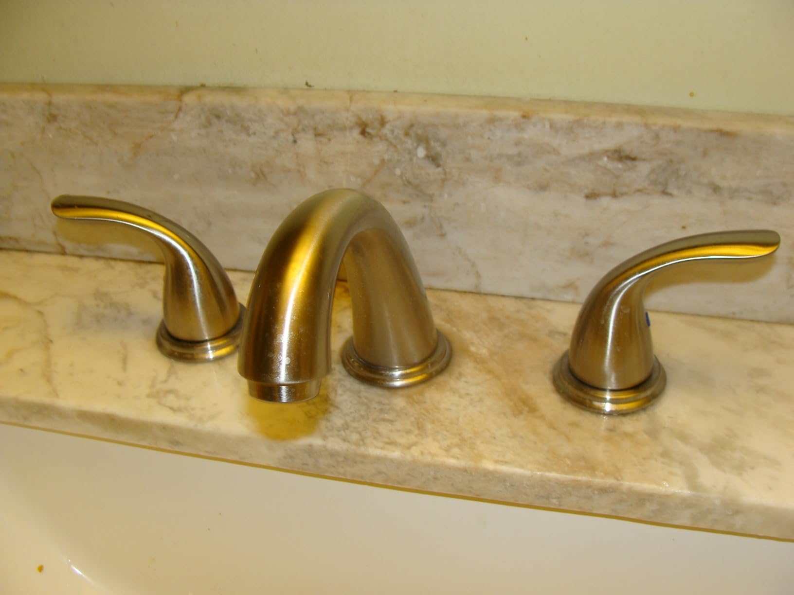 Phiestina 8 Inch 2 Handles 3 Holes Deck Mount Brushed Nickel Widespread Bathroom Faucet, with Stainless Steel Pop Up Drain, WF008-5-BN customer photo 2