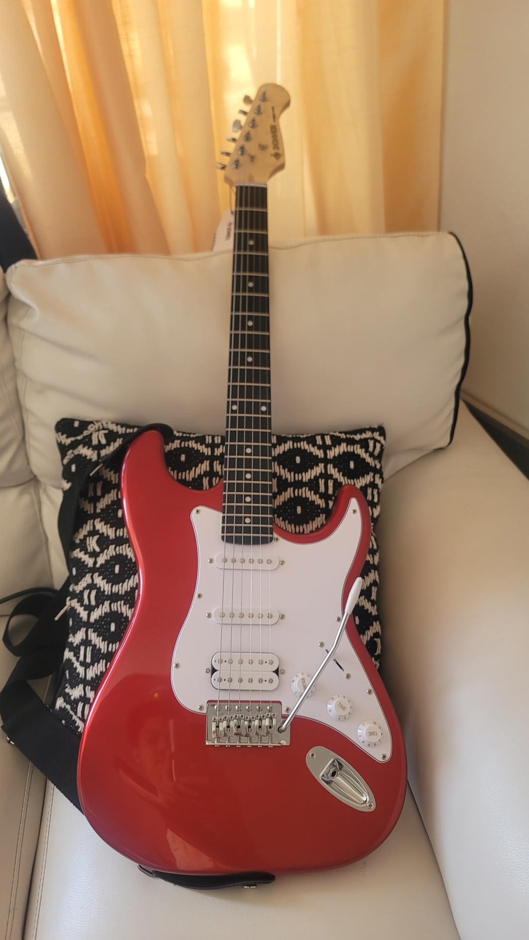Donner 39-Inch Electric Guitar Starter Kit with Solid Body, HSS Pickup, Accessories, Amplifier, Lessons, and Digital Tuner - Red customer photo 2