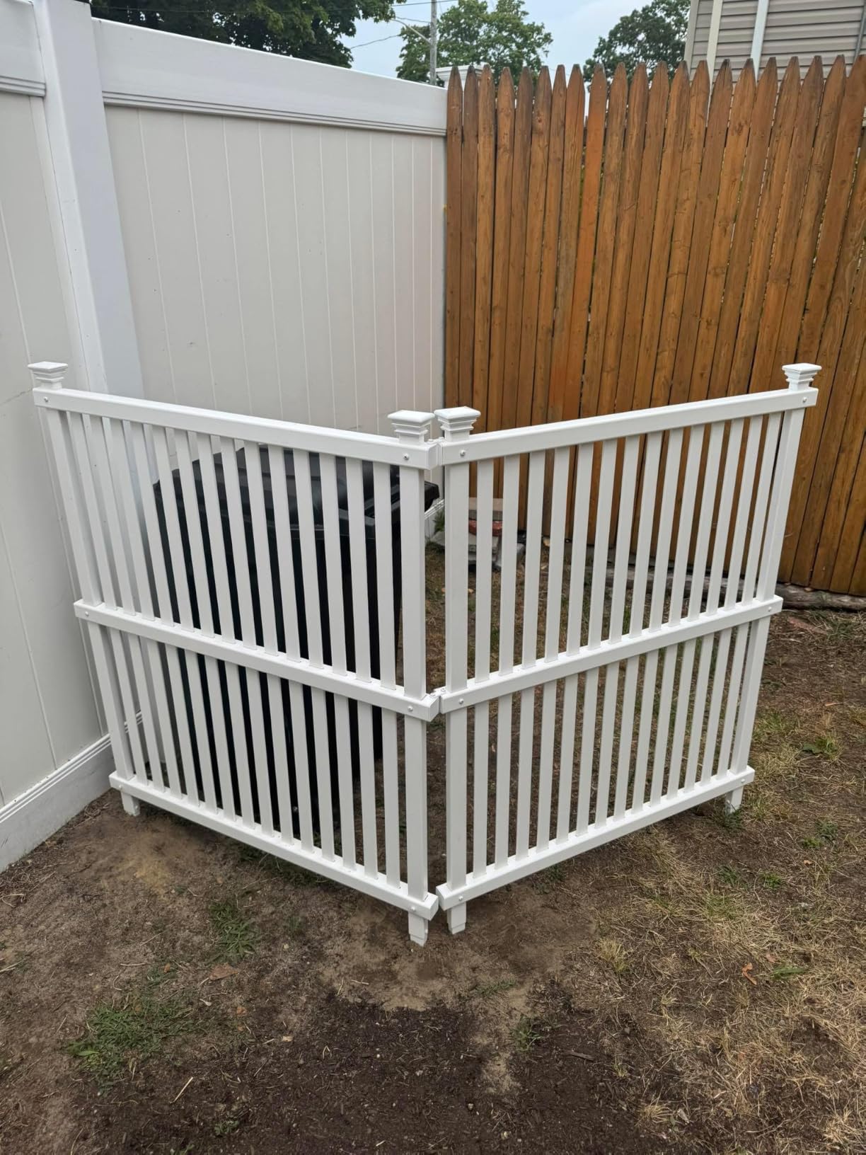 45in H x 36in W (2 Panels) No Dig Enclo Huntersville White Vinyl Privacy Screen, Outdoor Privacy Panels, Trash Can Enclosure, Air Conditioner Fence, Pool Equipment Enclosure, ZP19036 customer photo 1