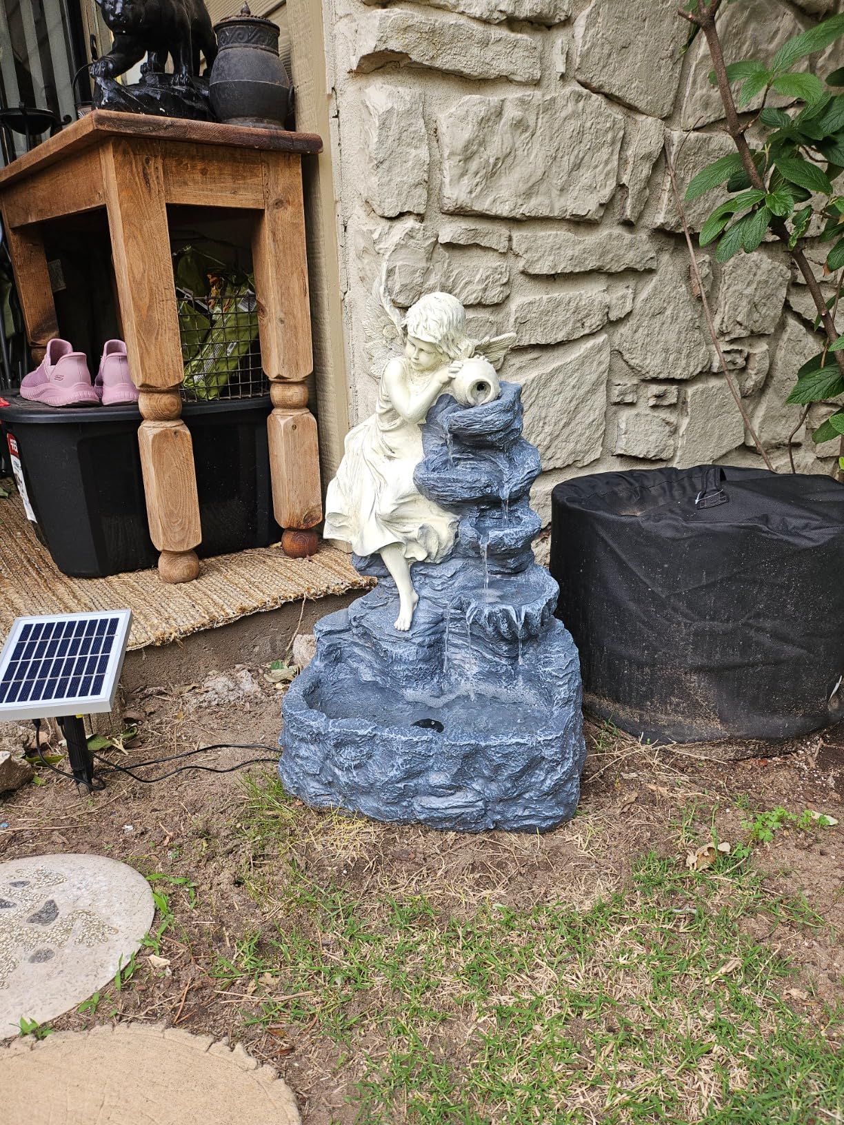 Sunnydaze Angel Falls 29-Inch Outdoor Solar Water Fountain - Outdoor Water Feature with LED Light for Garden, Patio, Yard or Balcony customer photo 1