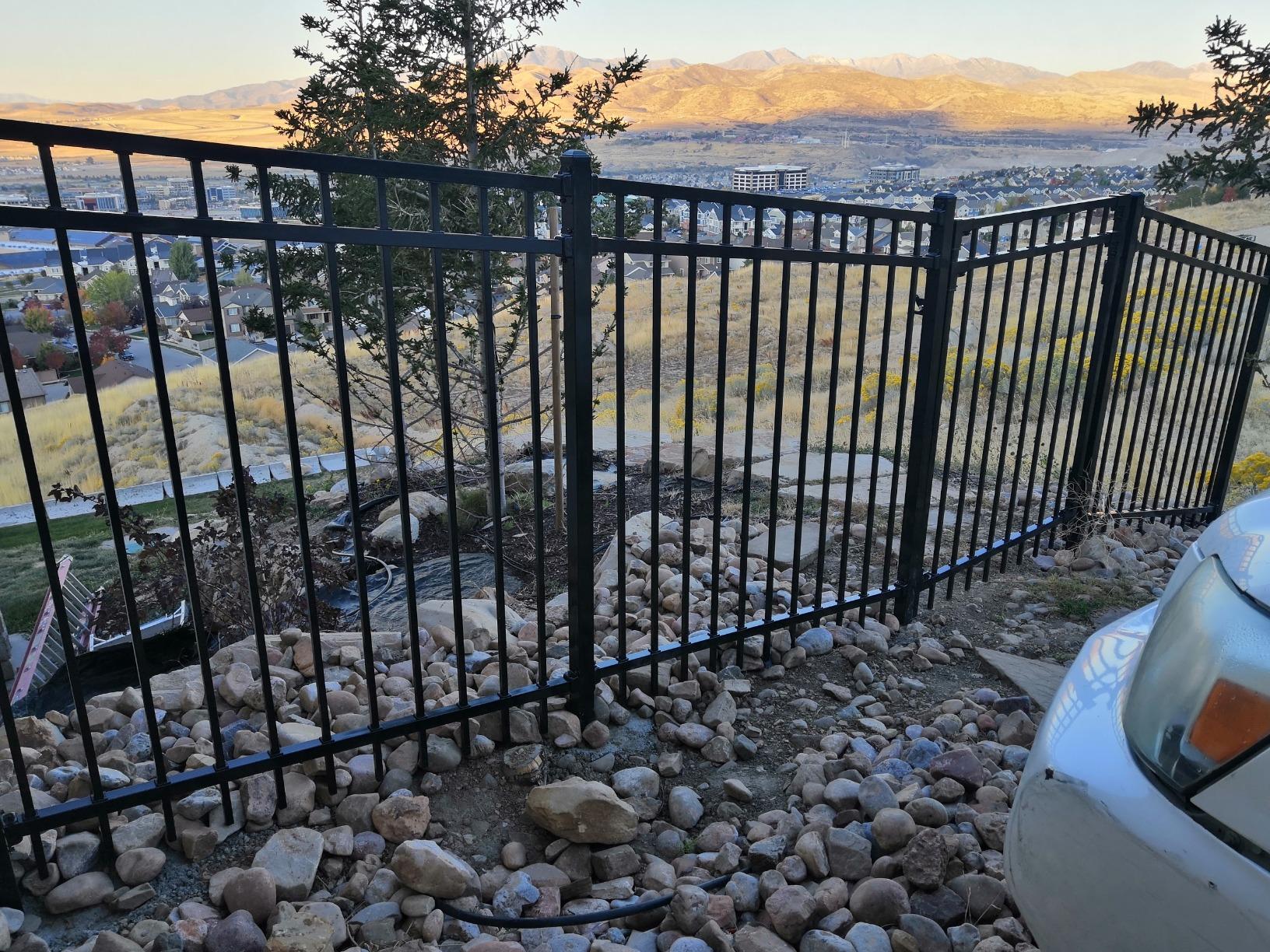 XCEL Fence Black Steel Anti-Rust Fence Panel - Flat Top/Picket Bottom - 3-Rail - 5FT H X 6.5FT W - Easy Installation - for Residential, Outdoor, Yard, Garden, 3-Rail, 1 Post Included customer photo 2