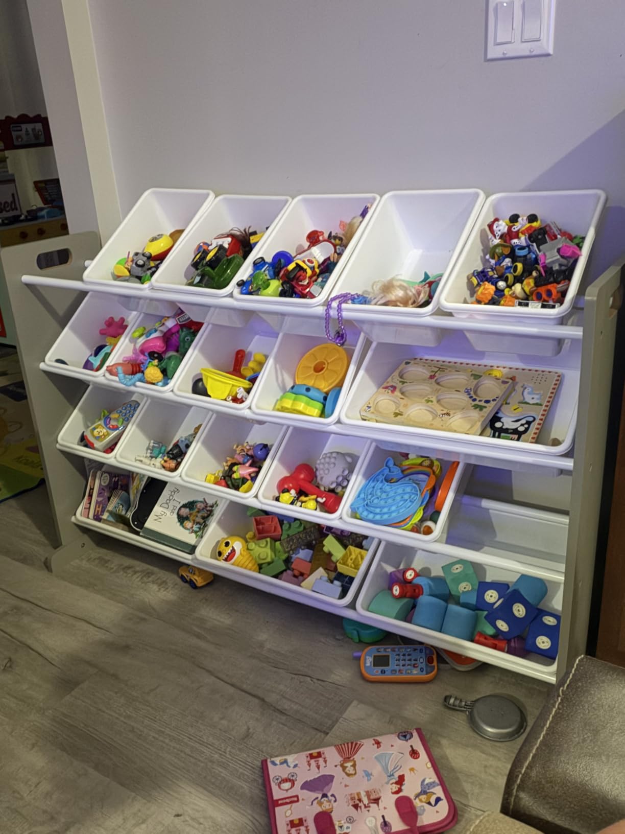 Humble Crew Toy Storage Organizer with 20 Removable Storage Bins for Kids Playroom, 4-Tier Toddler Toy Organization and Storage, Natural/White customer photo 1