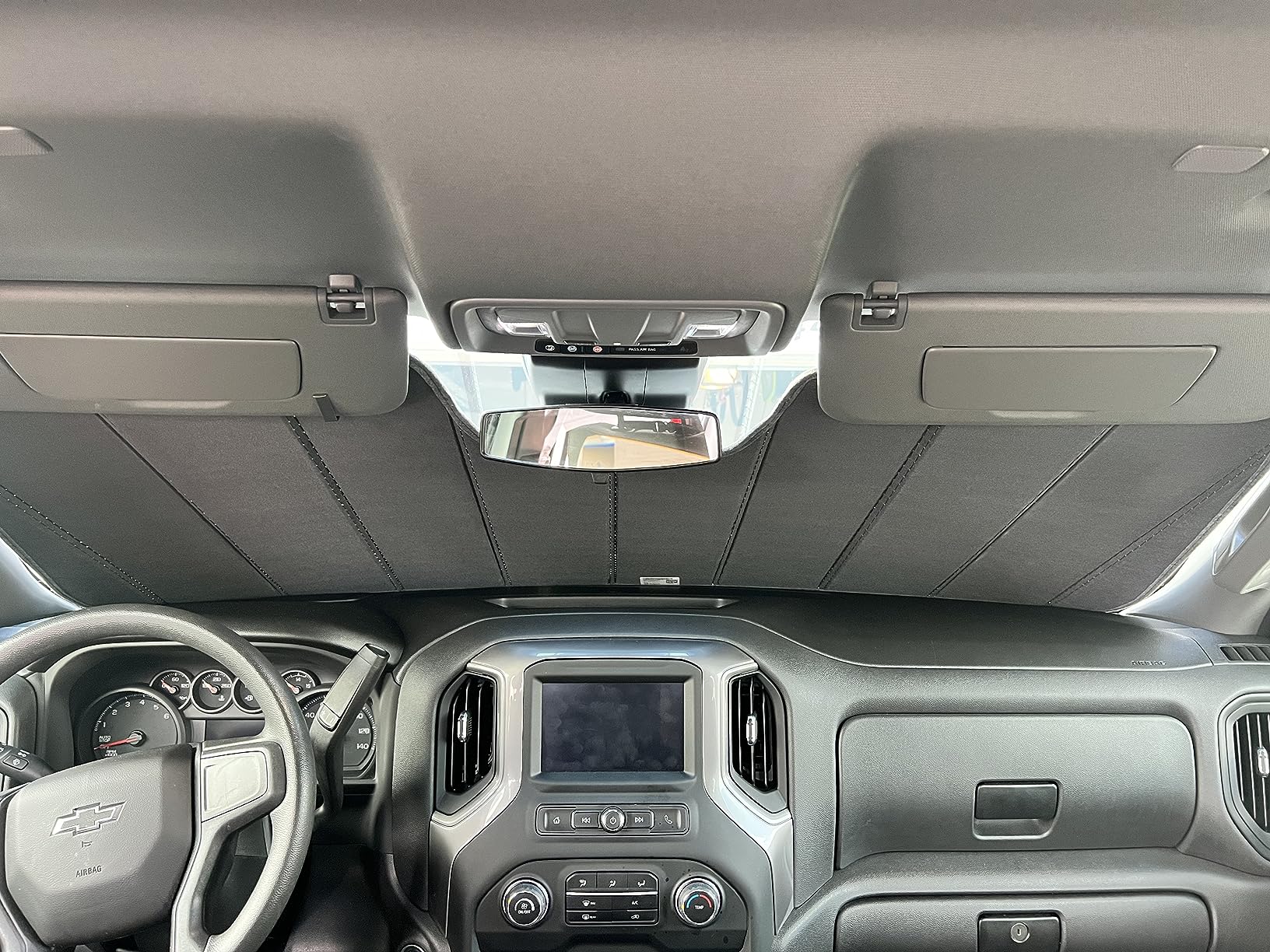 Covercraft UVS100 Custom Sunscreen for 2019-2026 Chevrolet Silverado/GMC Sierra 1500, 2020-2026 2500/3500 - Silver customer photo 2