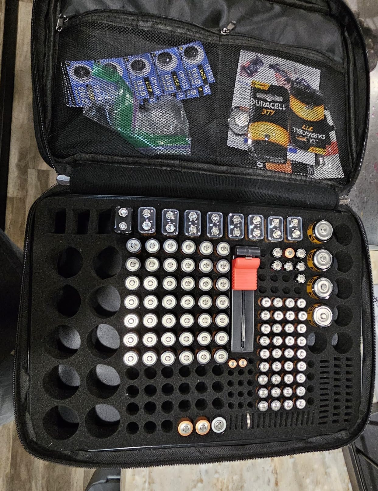 ENGPOW Battery Organizer, Fireproof Battery Organizer Storage Case with Tester (BT168),Water-Resistant Explosionproof Battery Holder Box with Cover and Zipper, Holds 220+ AA AAA C D 9V Batteries customer photo 1