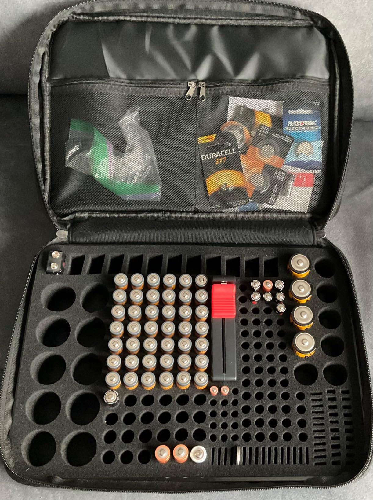 ENGPOW Battery Organizer, Fireproof Battery Organizer Storage Case with Tester (BT168),Water-Resistant Explosionproof Battery Holder Box with Cover and Zipper, Holds 220+ AA AAA C D 9V Batteries customer photo 2