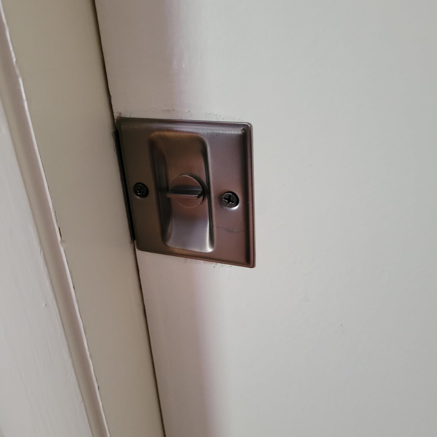 HOMOTEK Privacy Sliding Door Lock with Pull - Replace Old Or Damaged Pocket Locks Hardware Quickly and Easily, 2-3/4